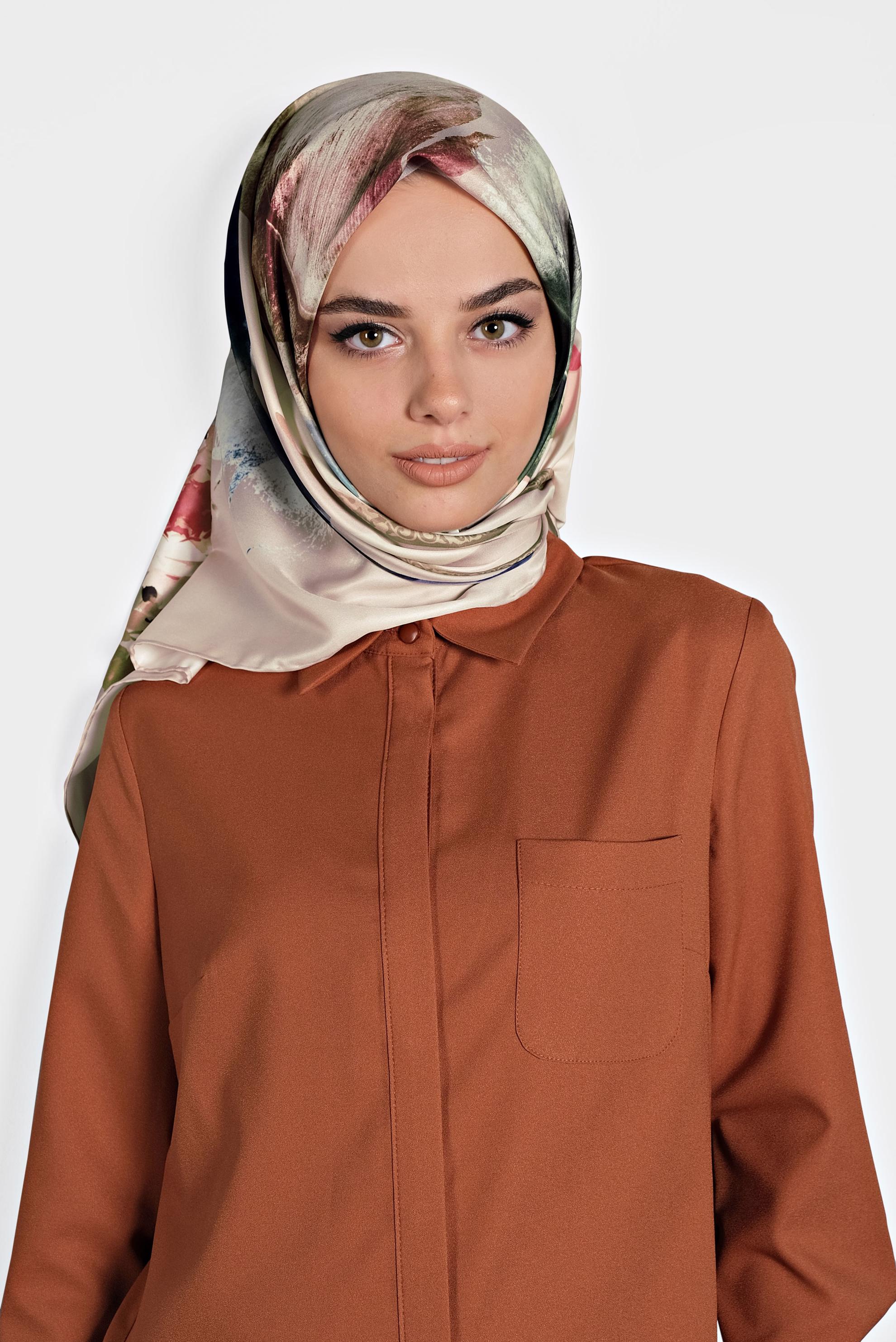 Tesettür giyim BEJ 9994 ALVİNA DİJİTAL EŞARP