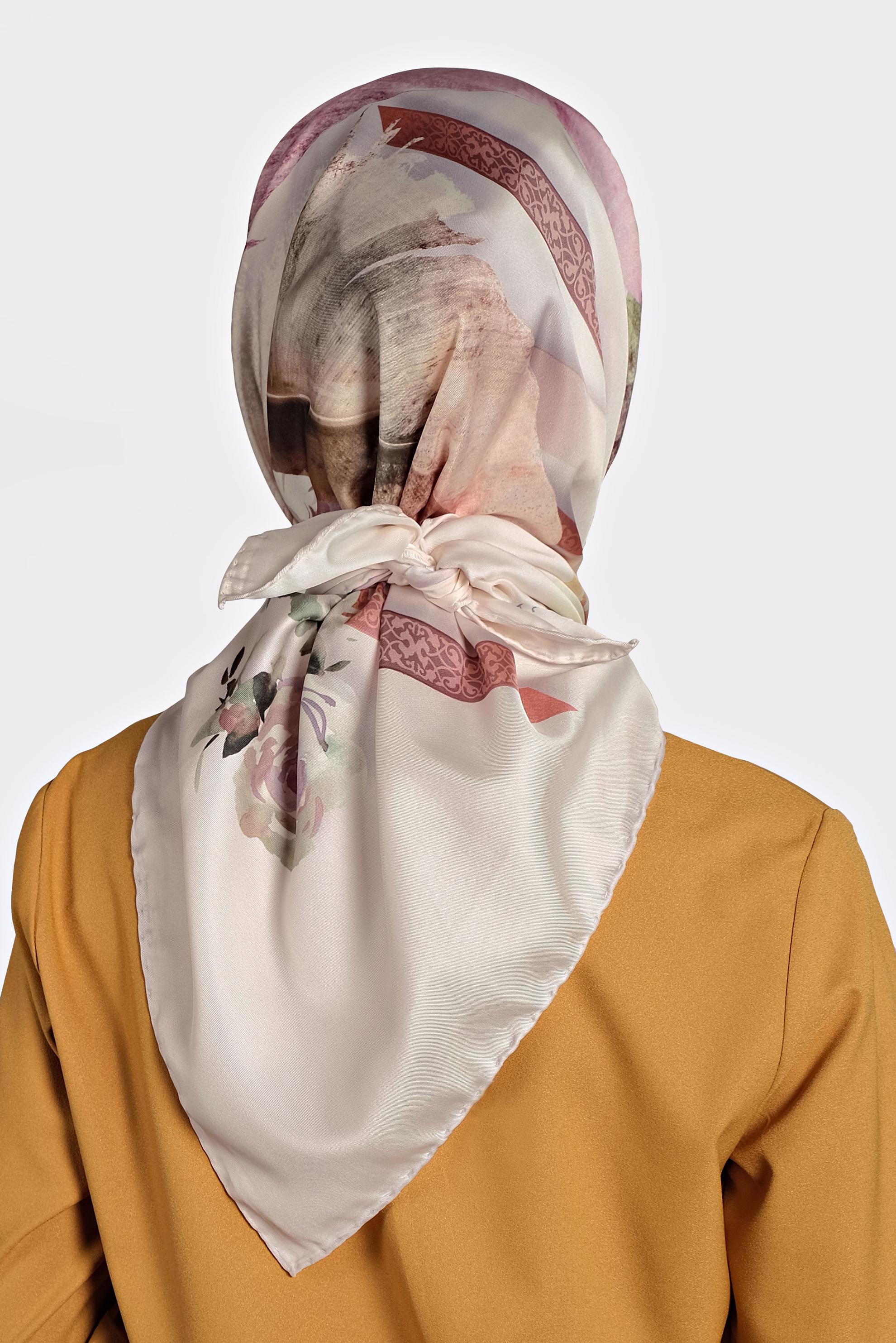 Tesettür giyim EKRU 9994 ALVİNA DİJİTAL EŞARP