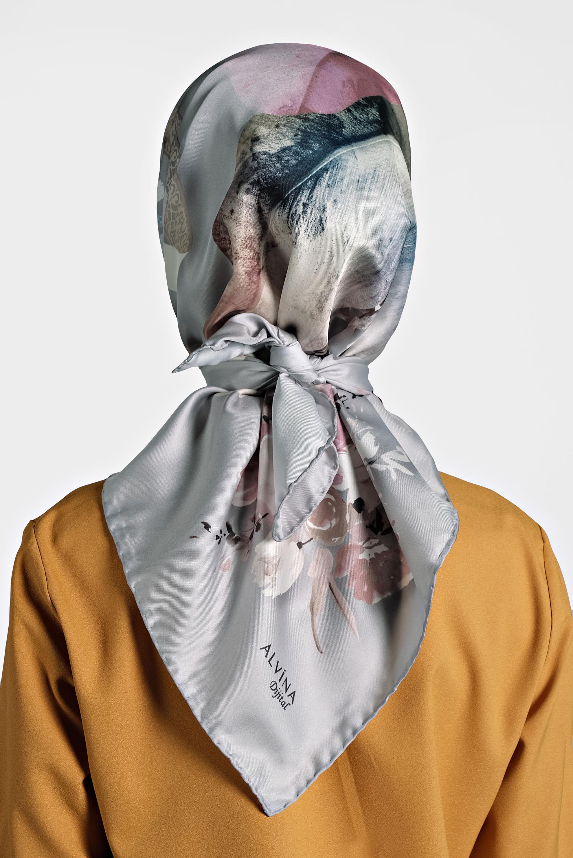 Tesettür giyim GÜMÜŞ 9994 ALVİNA DİJİTAL EŞARP