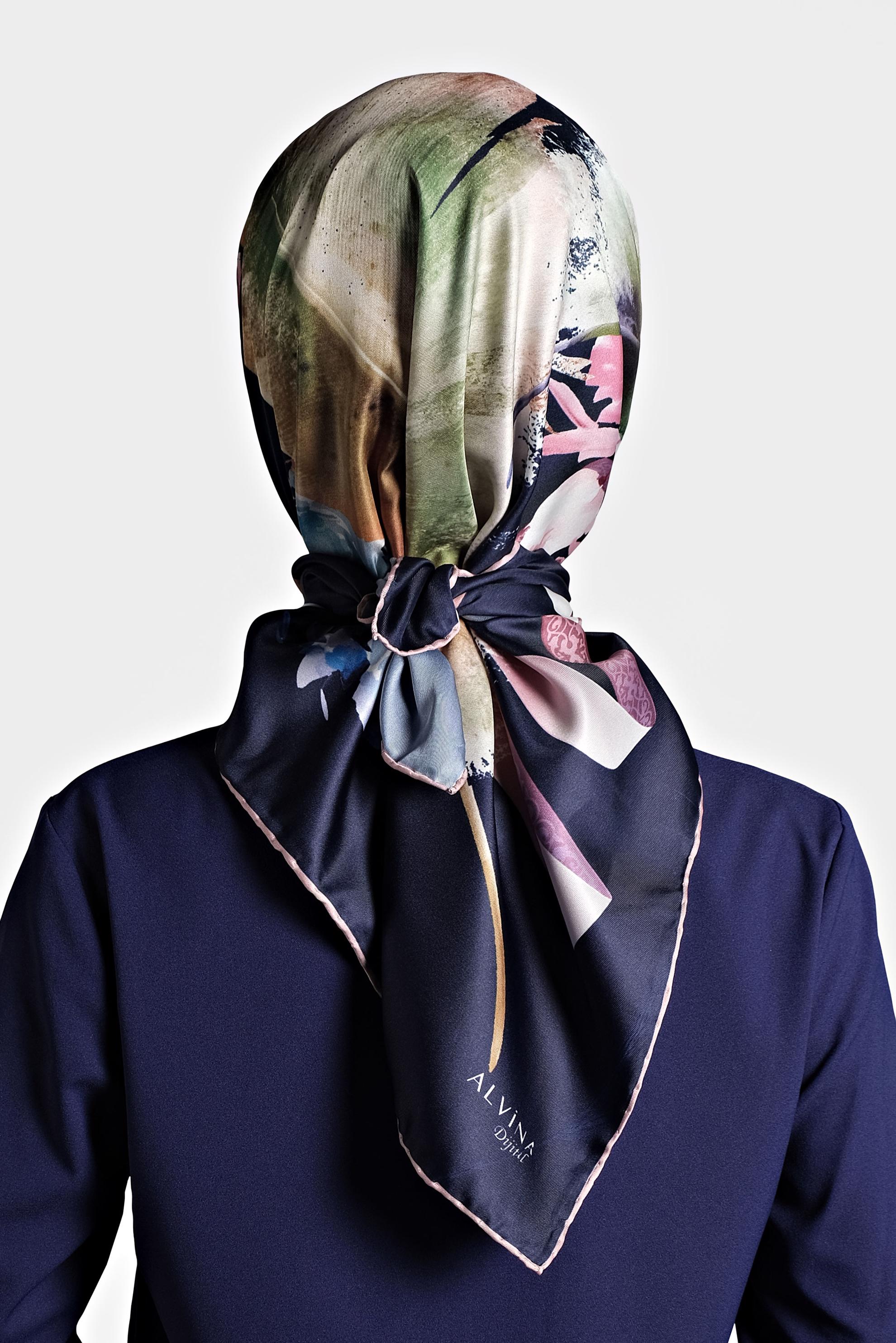 Tesettür giyim LACİVERT 9994 ALVİNA DİJİTAL EŞARP