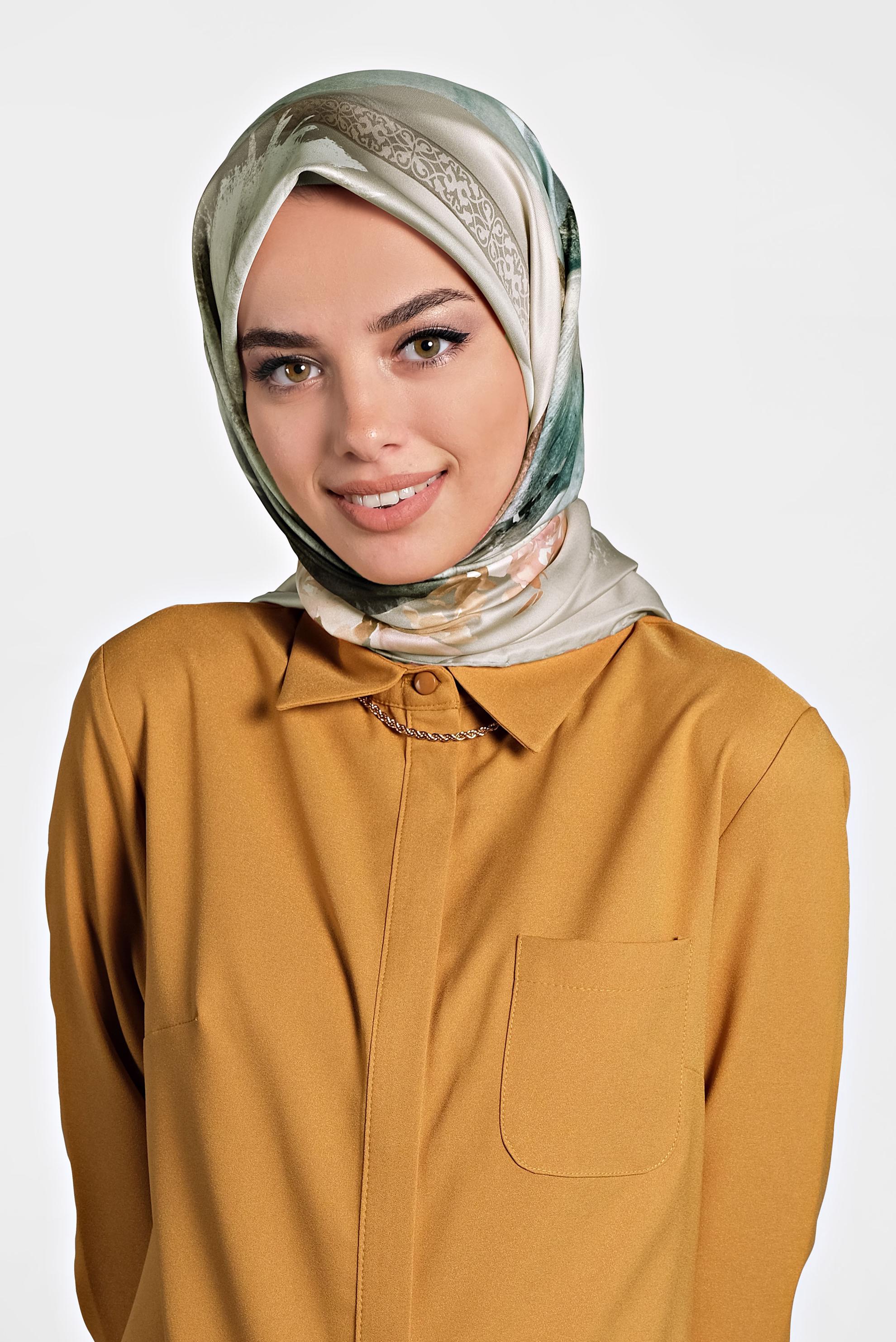 Tesettür giyim VİZON 9994 ALVİNA DİJİTAL EŞARP