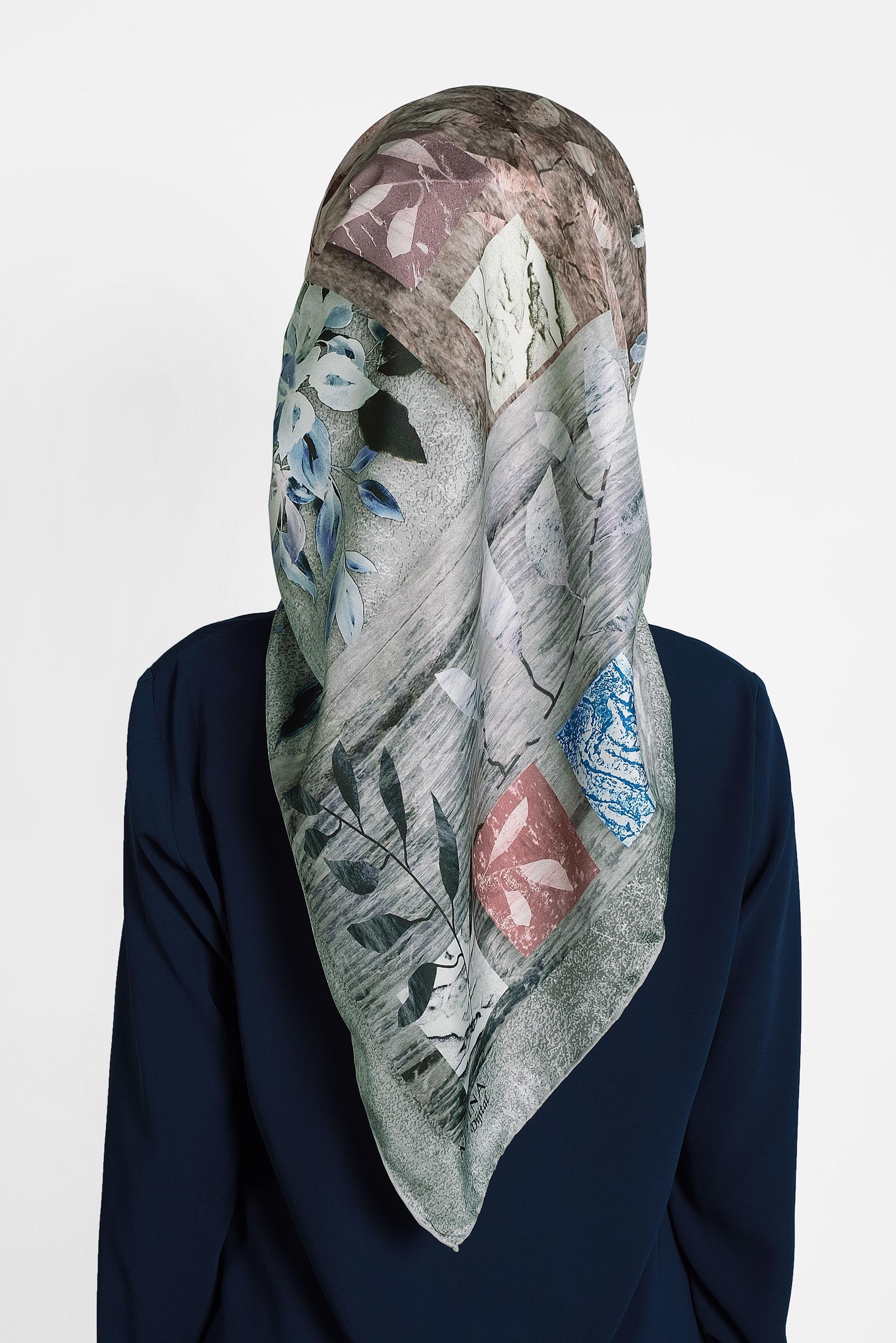 Tesettür giyim GRİ 9995 ALVİNA DİJİTAL EŞARP