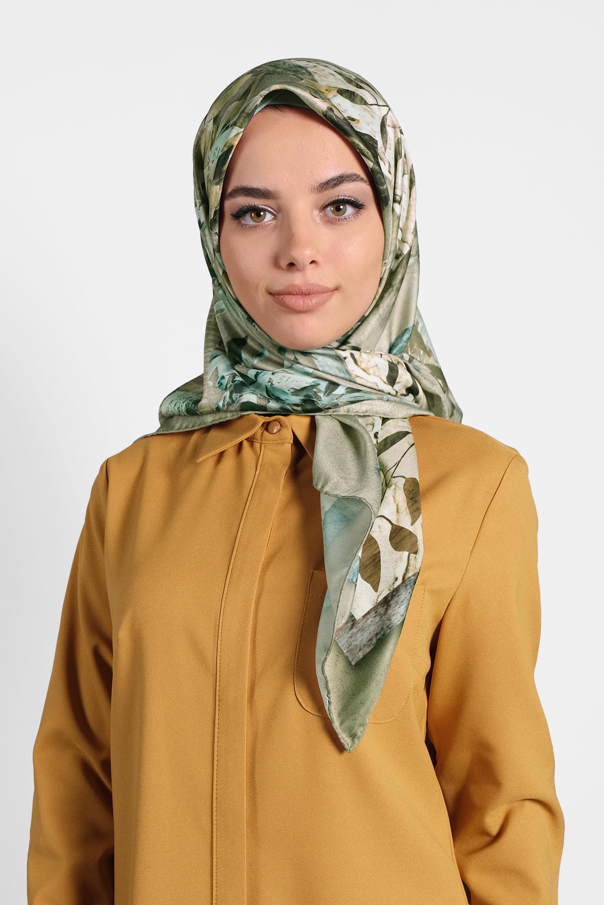 Tesettür giyim HAKİ 9995 ALVİNA DİJİTAL EŞARP