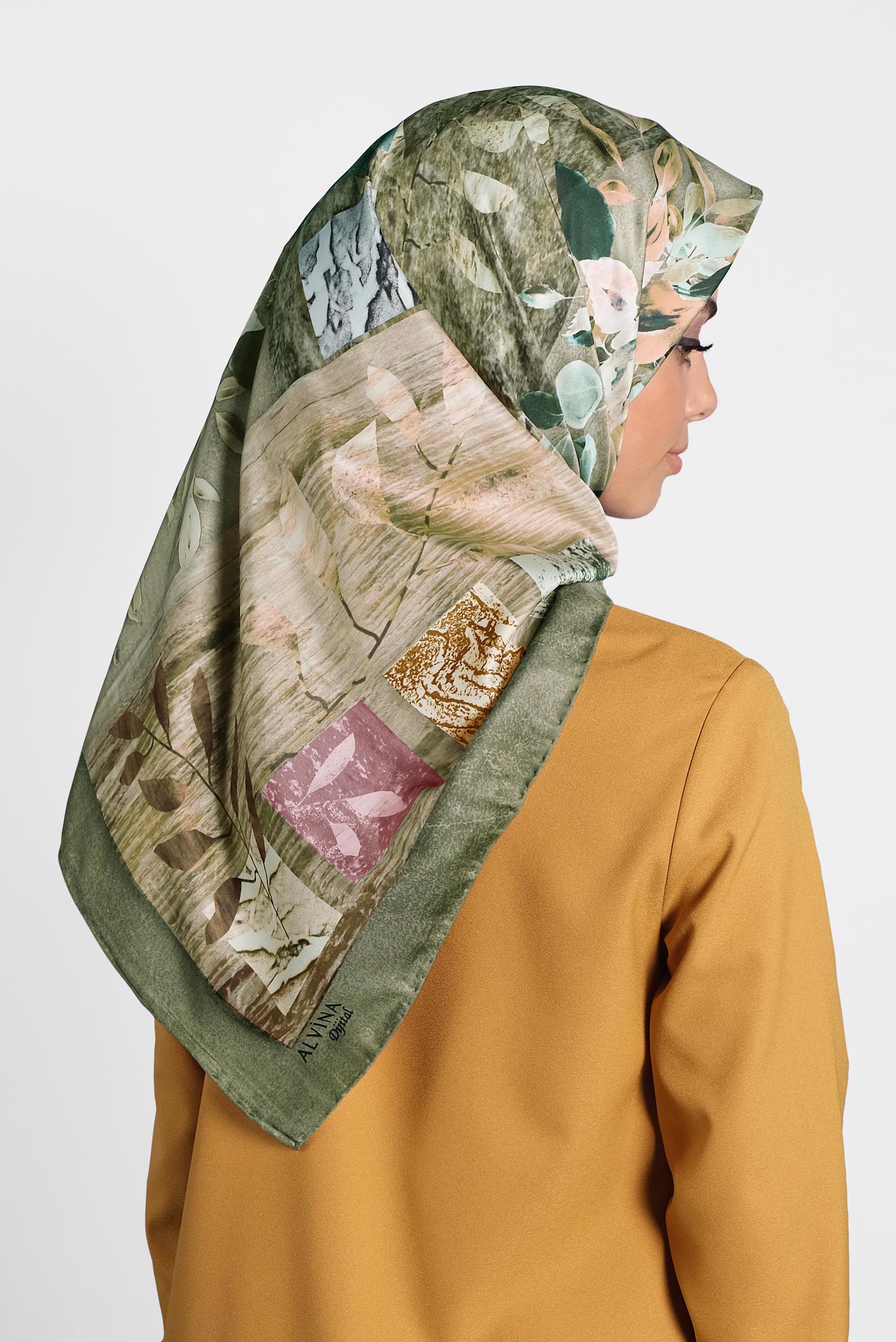 Tesettür giyim HAKİ 9995 ALVİNA DİJİTAL EŞARP