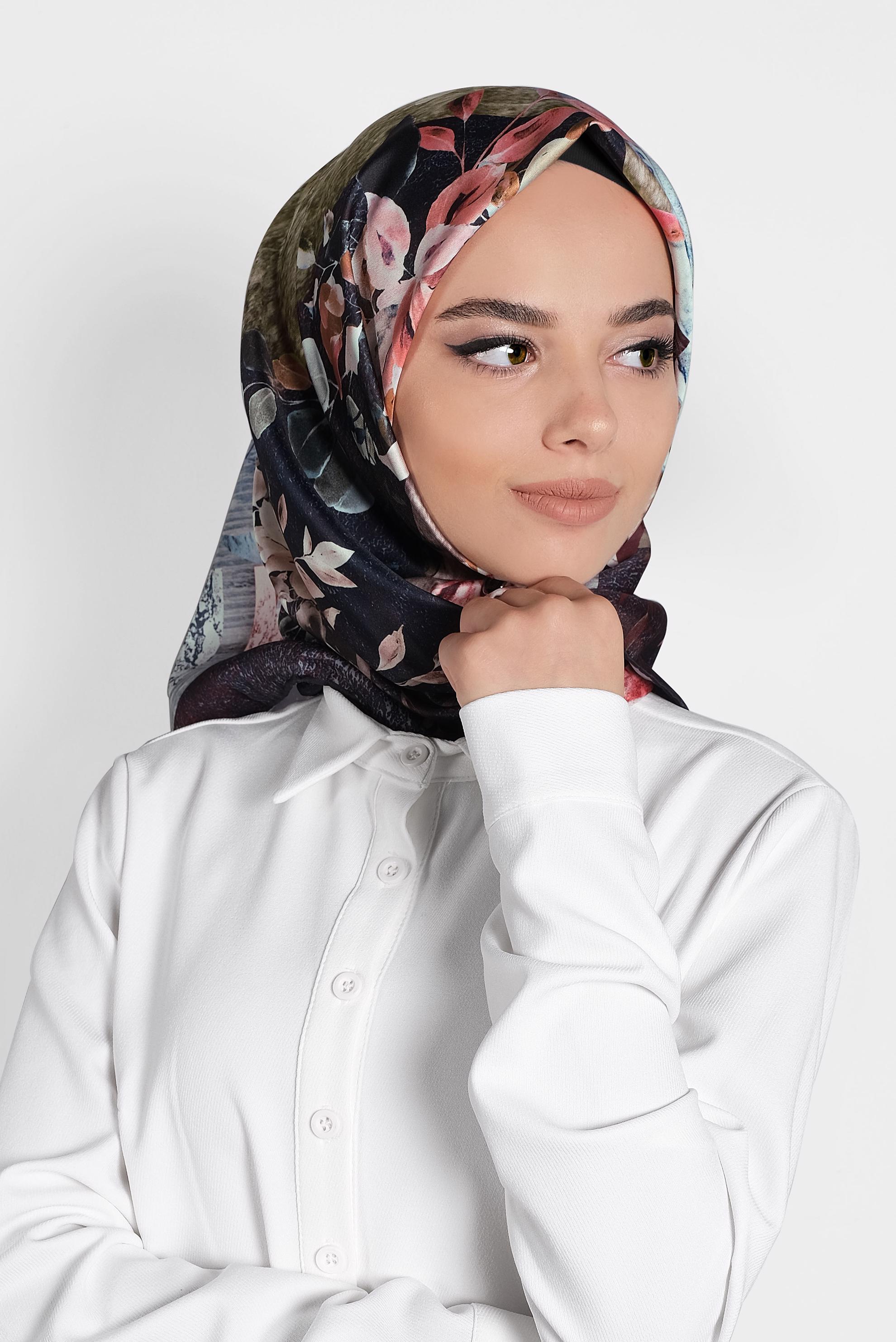 Tesettür giyim LACİVERT 9995 ALVİNA DİJİTAL EŞARP