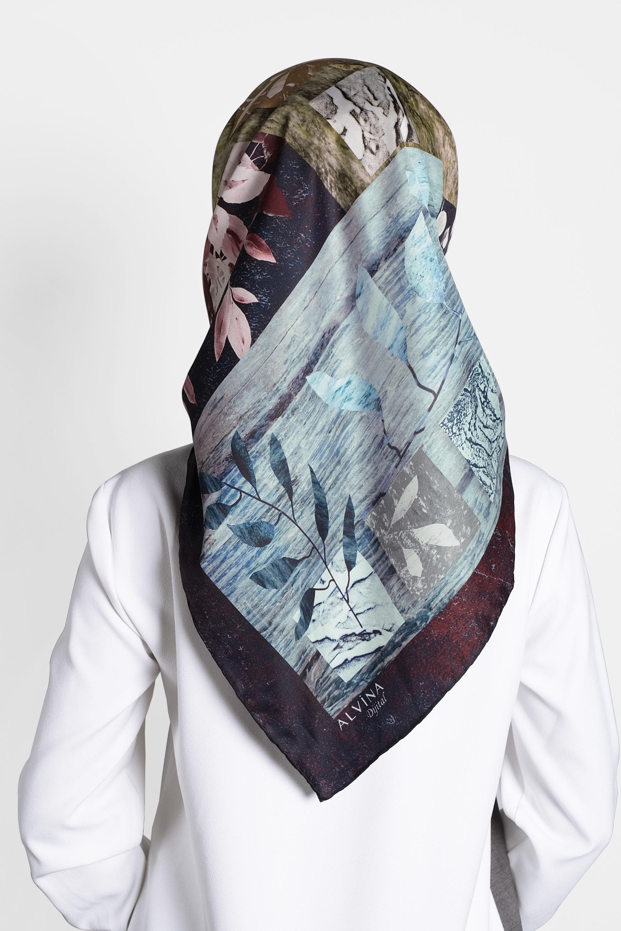 Tesettür giyim LACİVERT 9995 ALVİNA DİJİTAL EŞARP