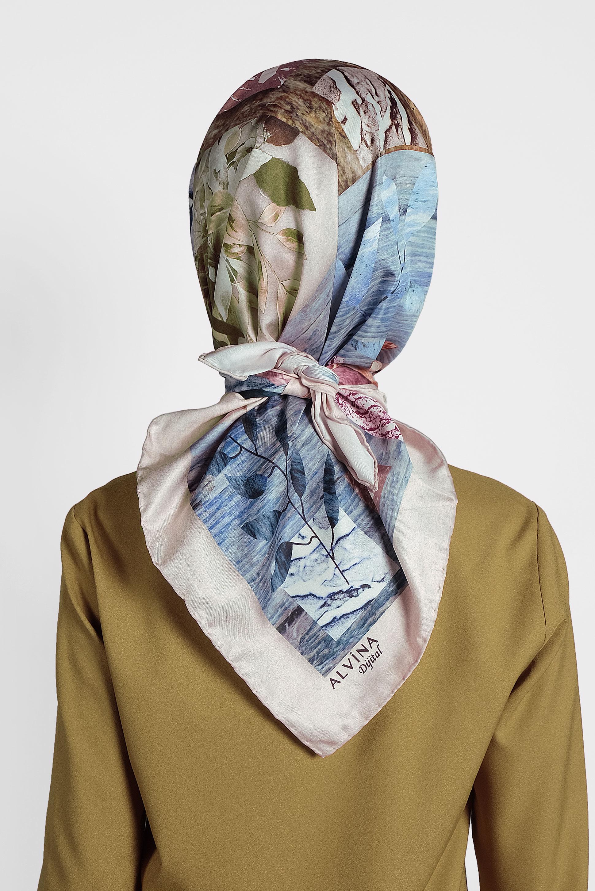 Tesettür giyim LACİVERT 9995 ALVİNA DİJİTAL EŞARP