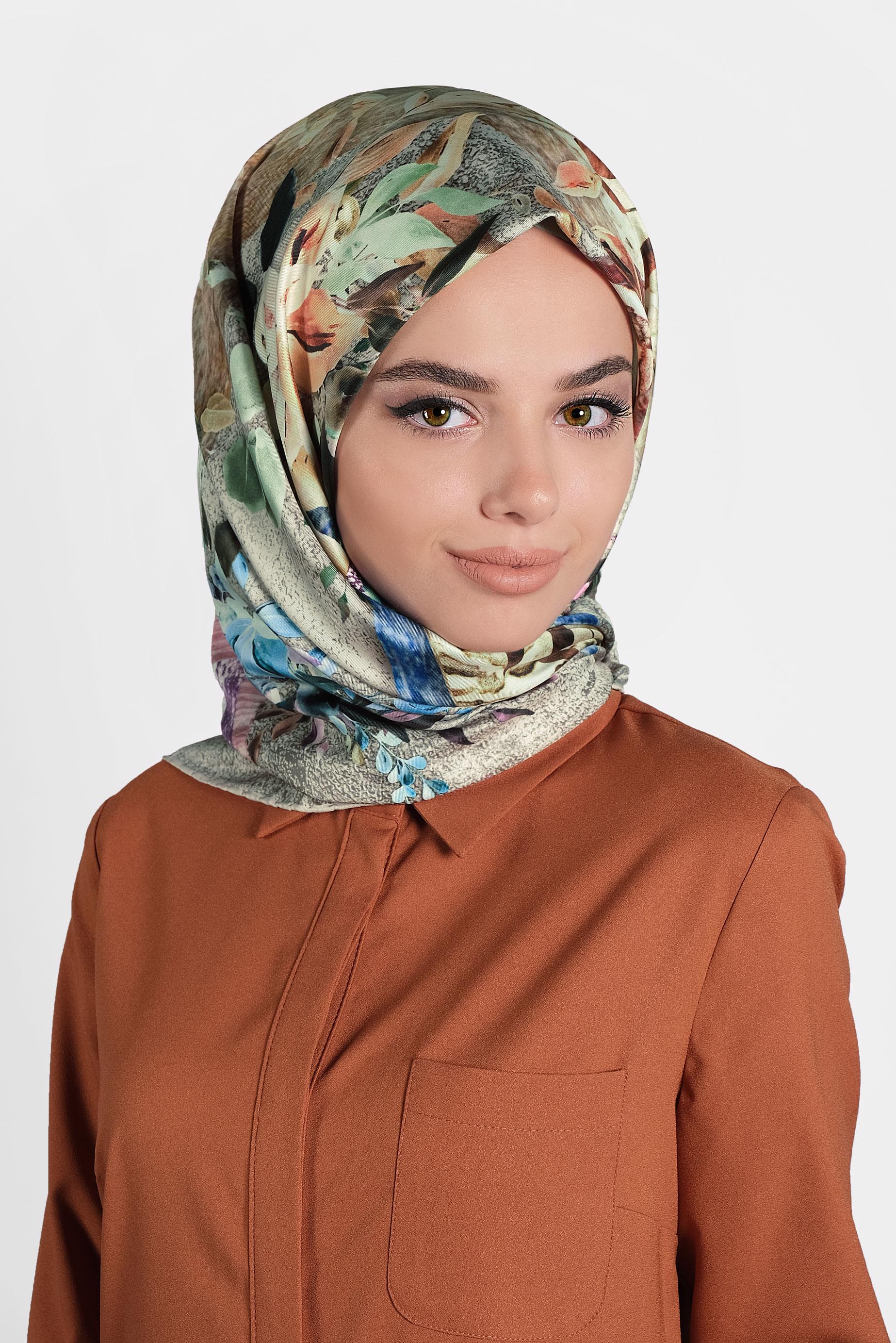 Tesettür giyim VİZON 9995 ALVİNA DİJİTAL EŞARP