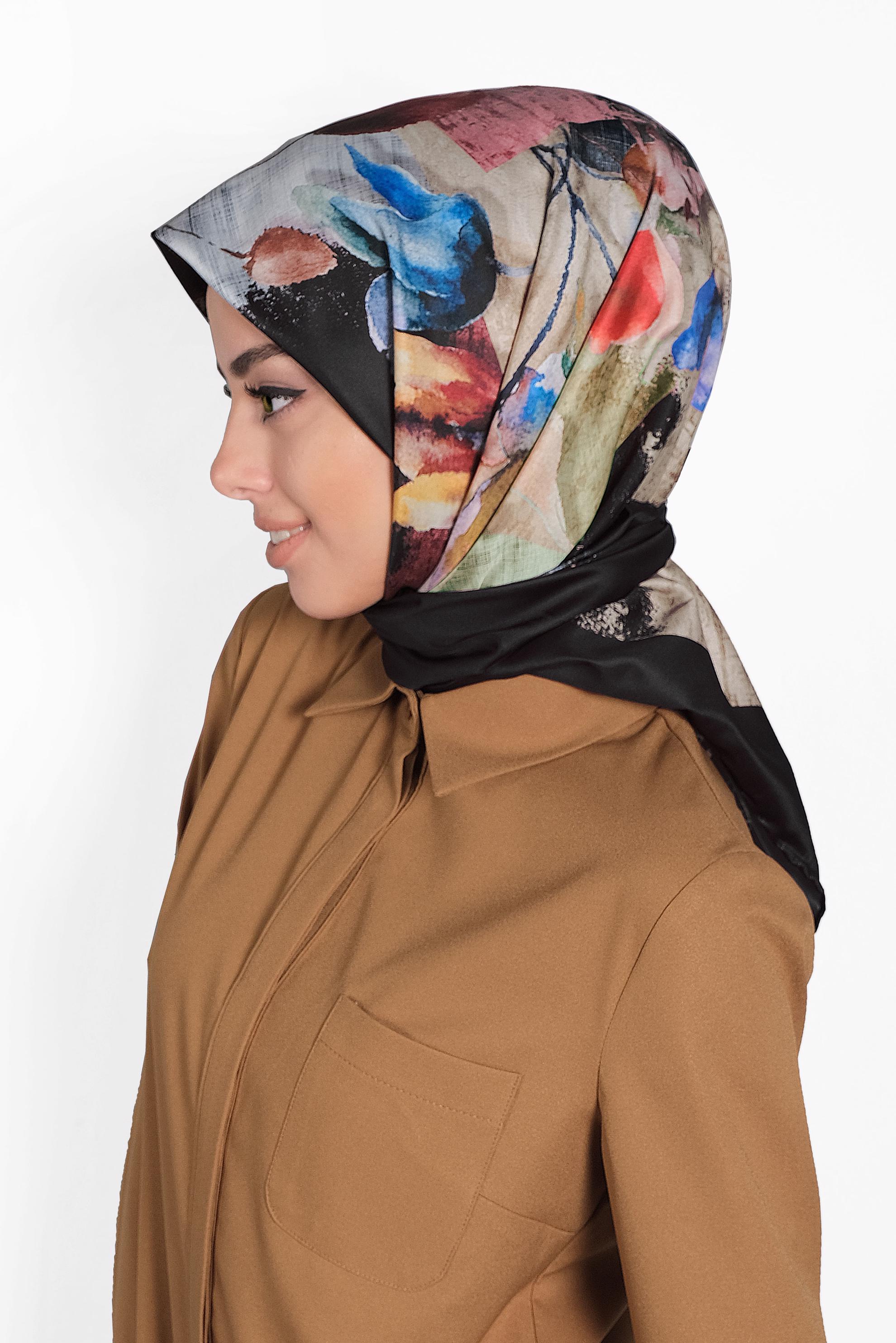 Tesettür giyim SİYAH 9996 ALVİNA DİJİTAL EŞARP