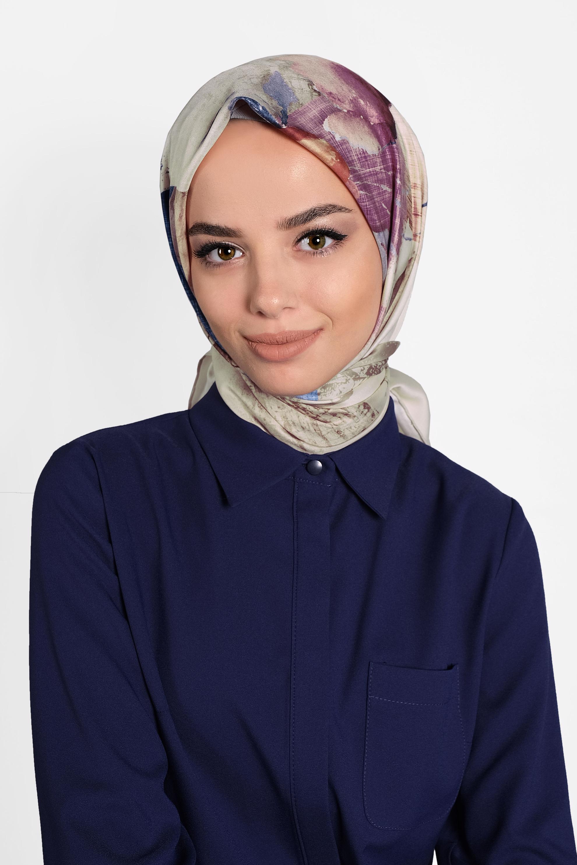 Tesettür giyim BEJ 9996 ALVİNA DİJİTAL EŞARP