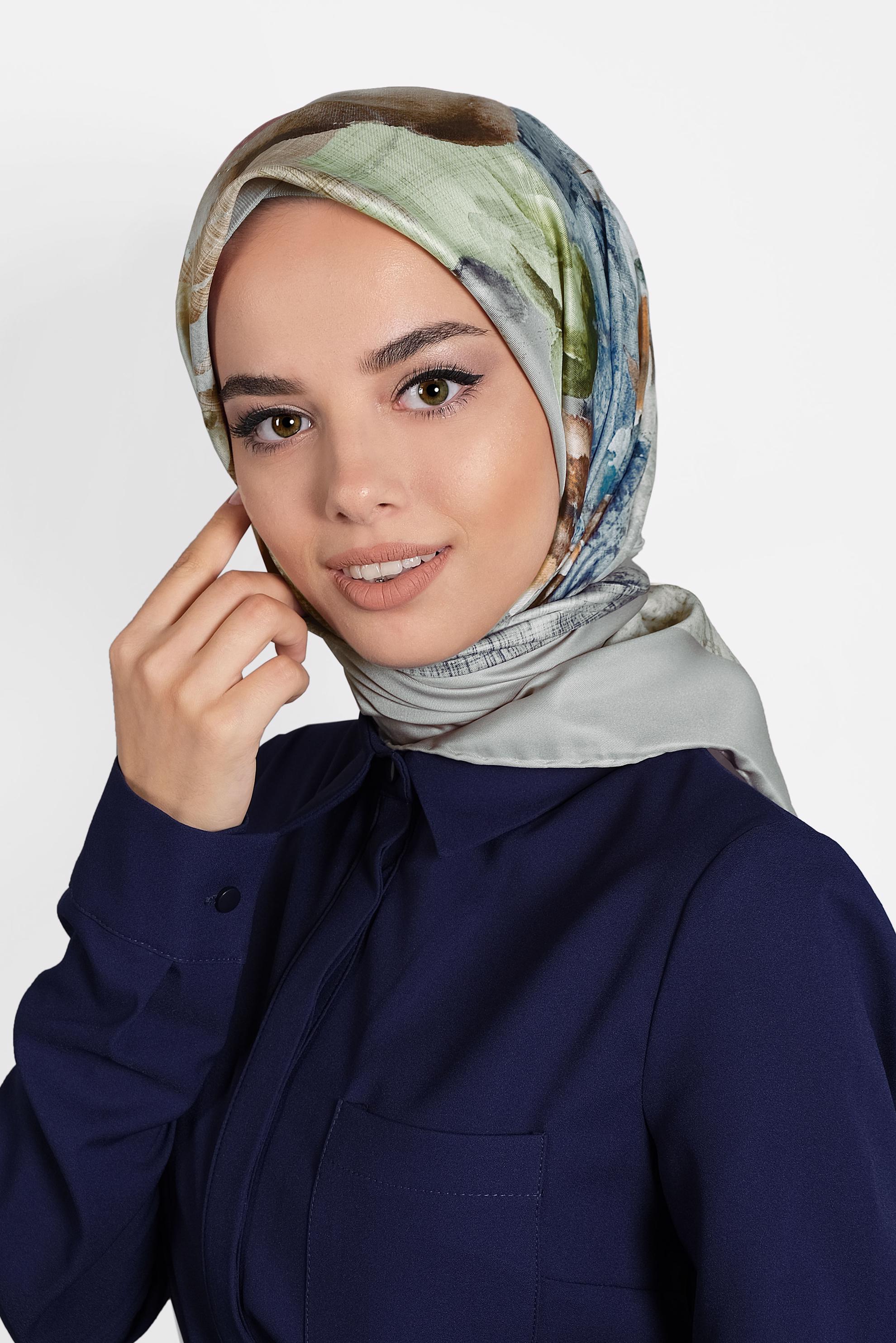 Tesettür giyim GRİ 9996 ALVİNA DİJİTAL EŞARP