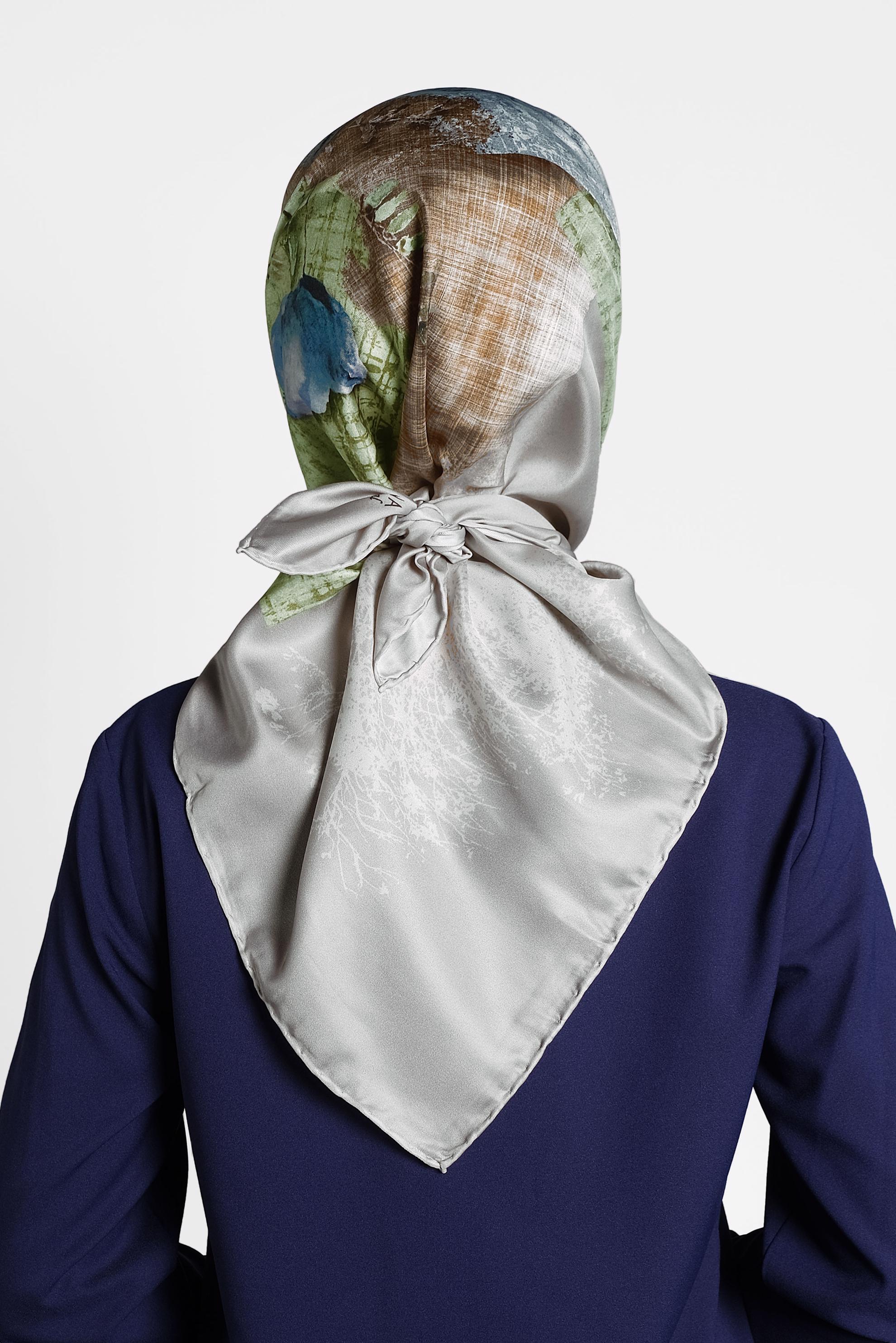 Tesettür giyim GRİ 9996 ALVİNA DİJİTAL EŞARP