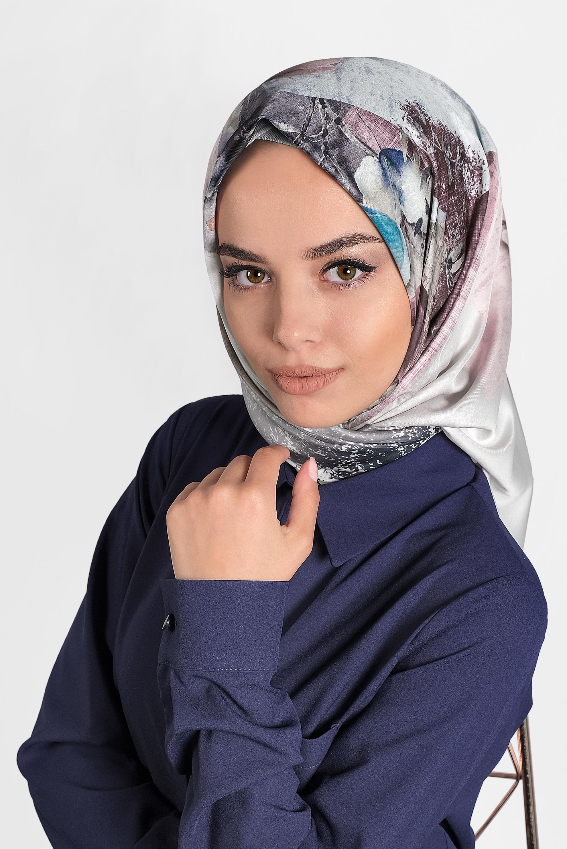 Tesettür giyim EKRU 9996 ALVİNA DİJİTAL EŞARP