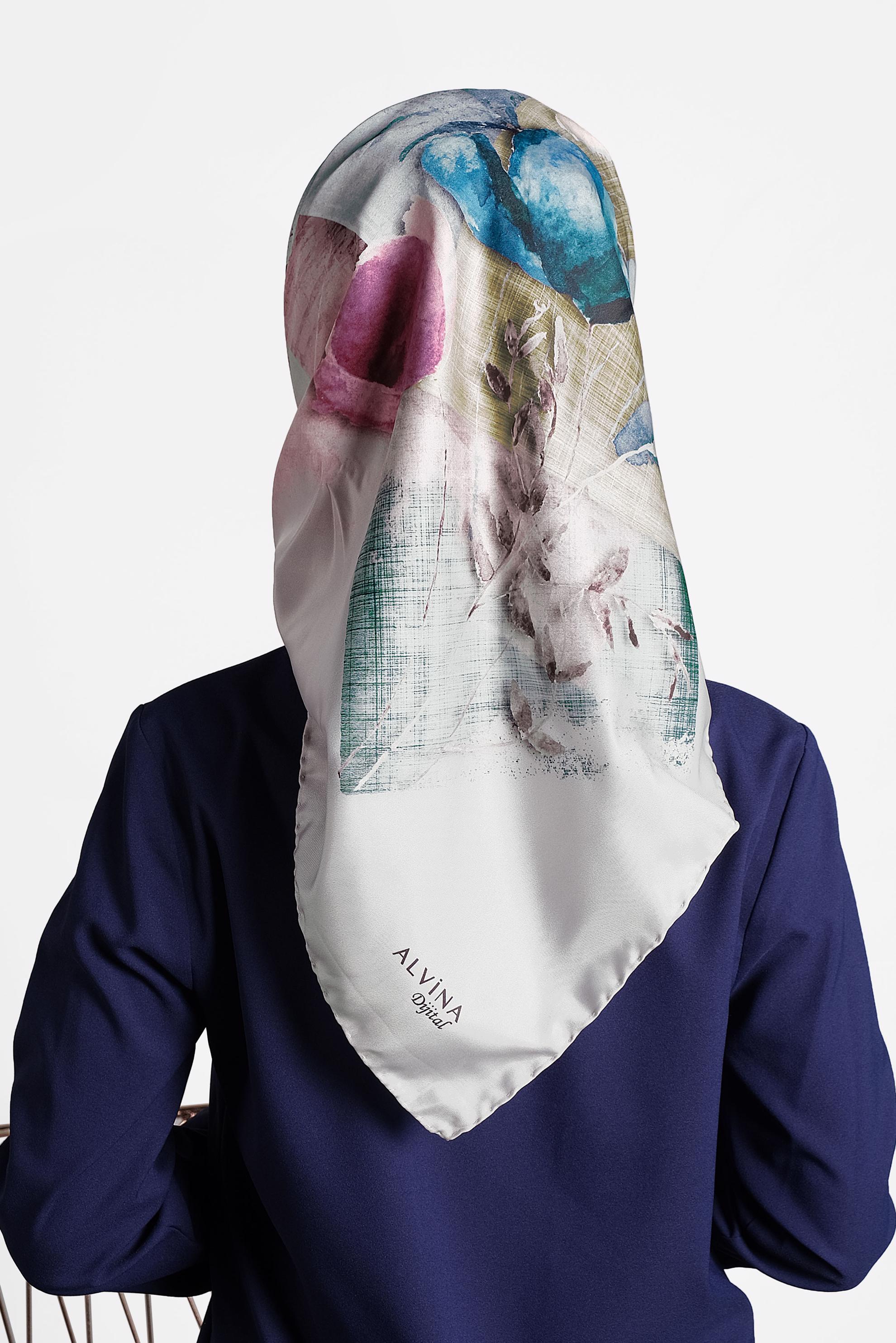 Tesettür giyim EKRU 9996 ALVİNA DİJİTAL EŞARP