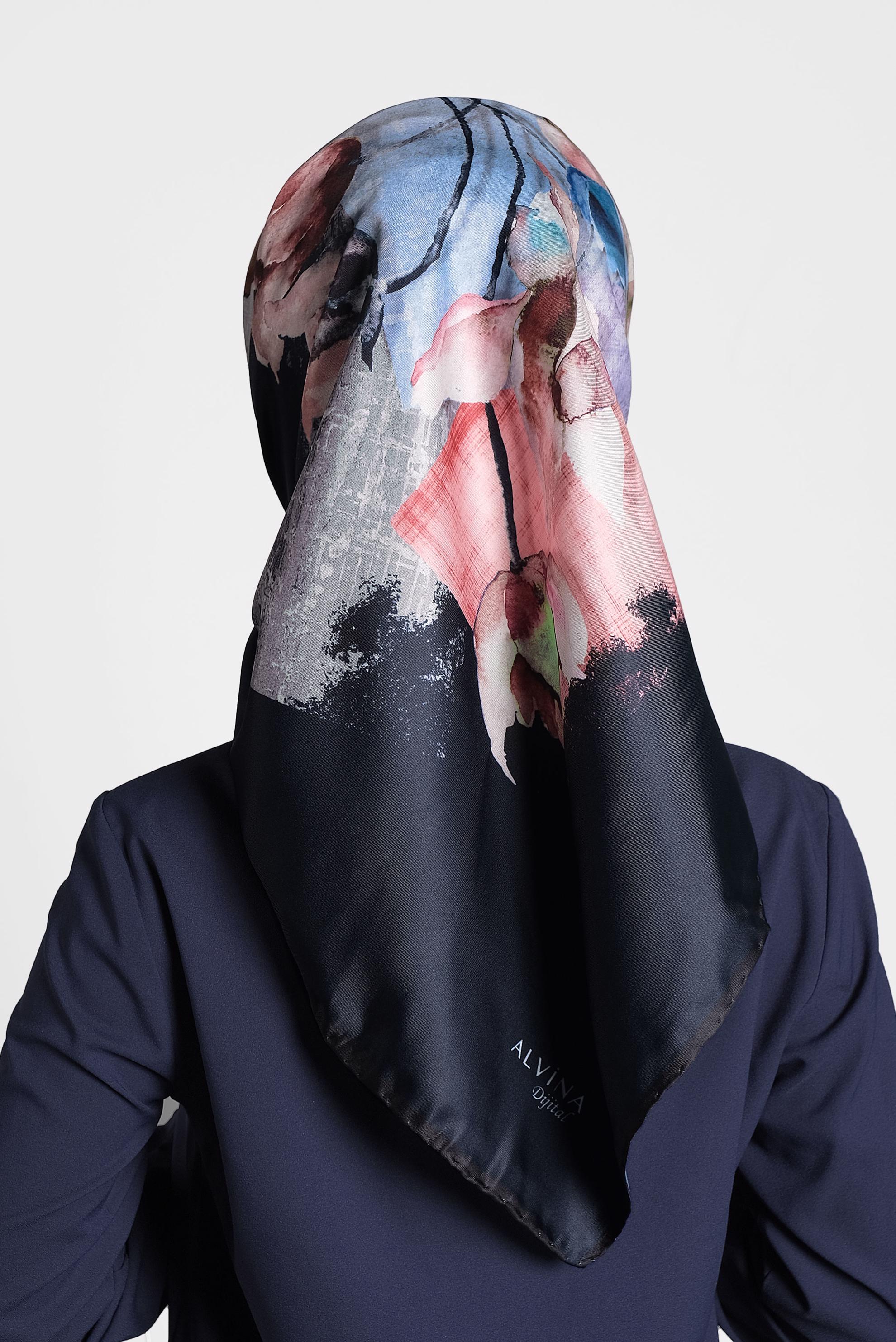 Tesettür giyim LACİVERT 9996 ALVİNA DİJİTAL EŞARP