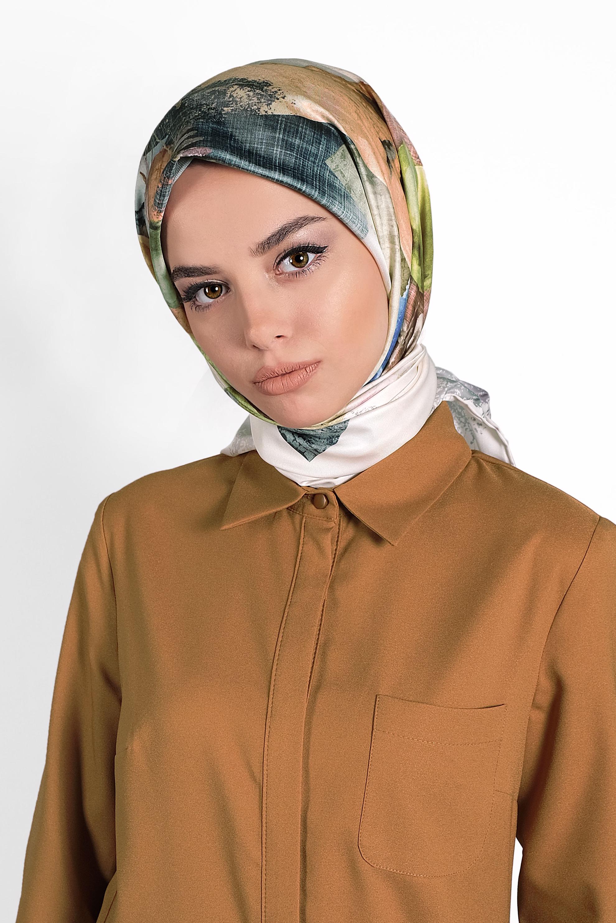 Tesettür giyim BEJ 9996 ALVİNA DİJİTAL EŞARP