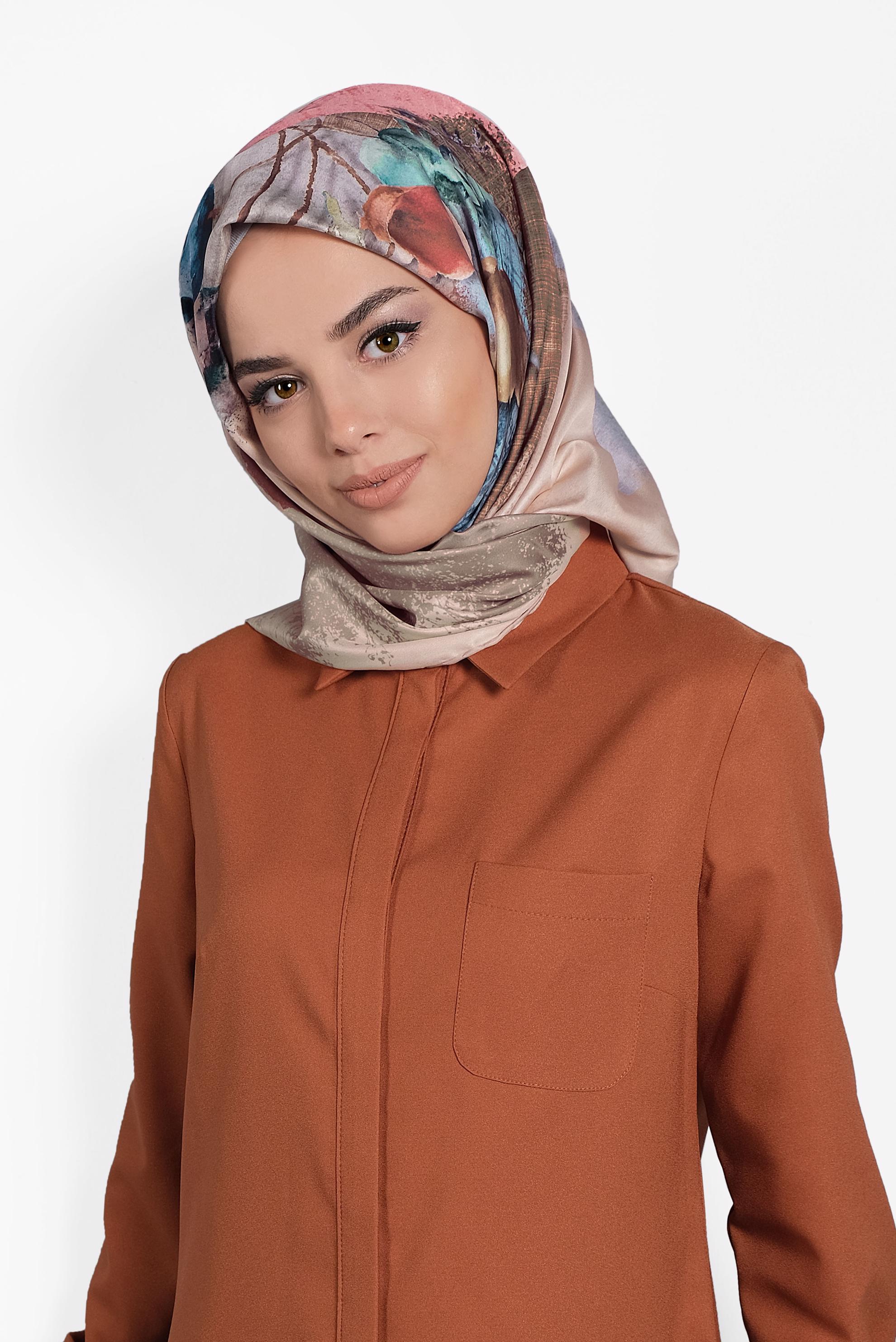 Tesettür giyim PUDRA 9996 ALVİNA DİJİTAL EŞARP