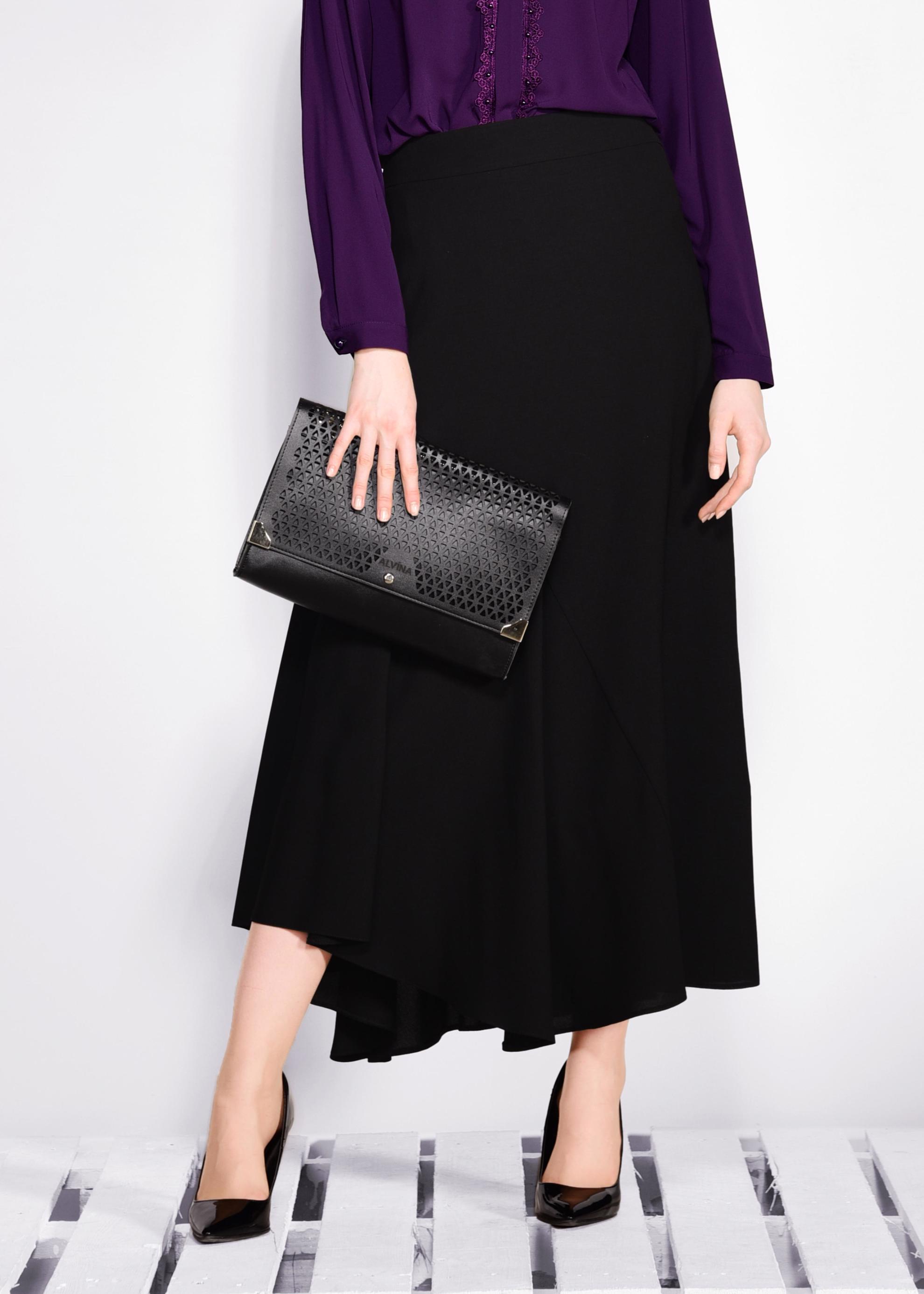 Tesettür giyim SİYAH ASİMETRİK KESİM ETEK 6189