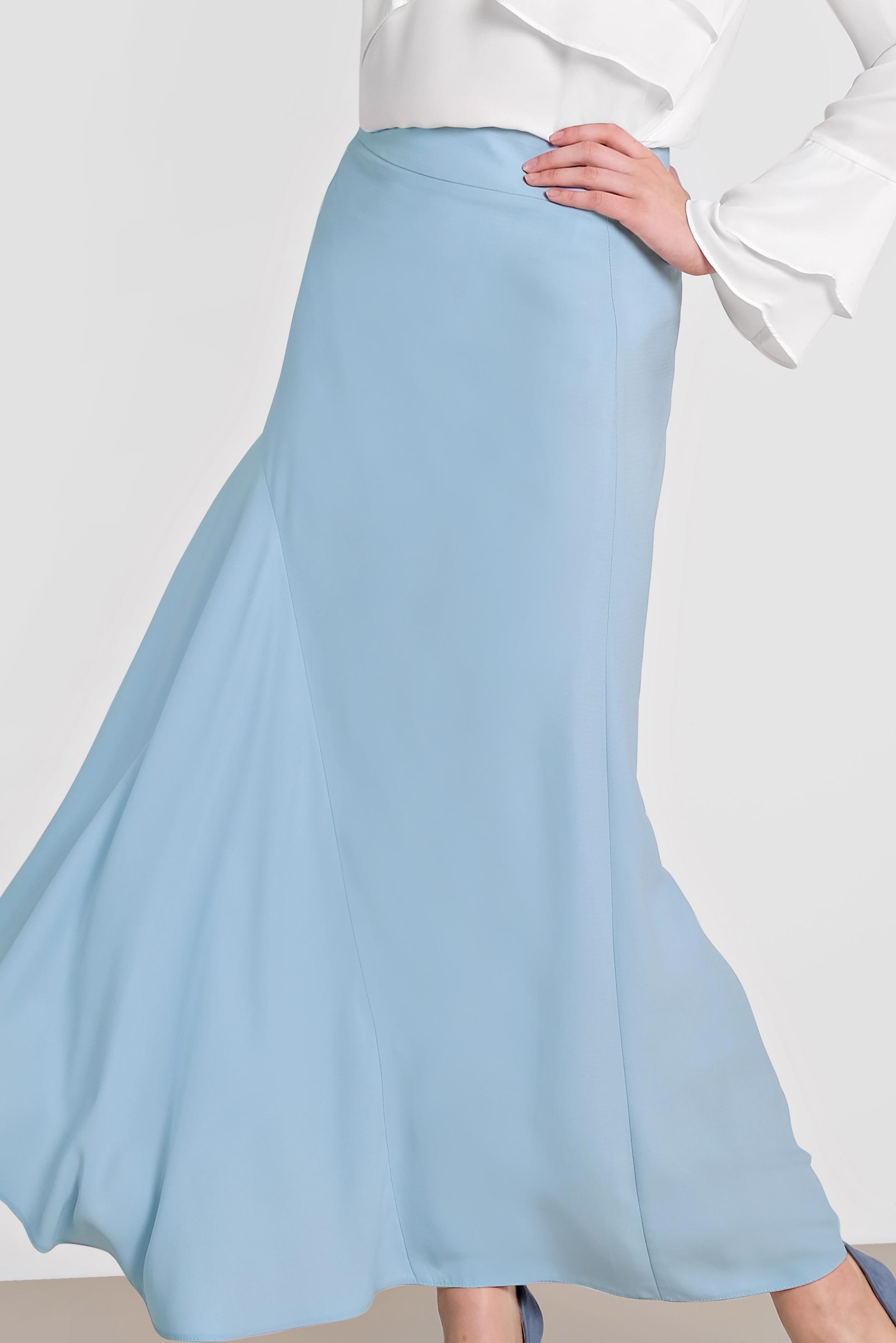 Tesettür giyim MAVİ ASİMETRİK KESİM ETEK 6189