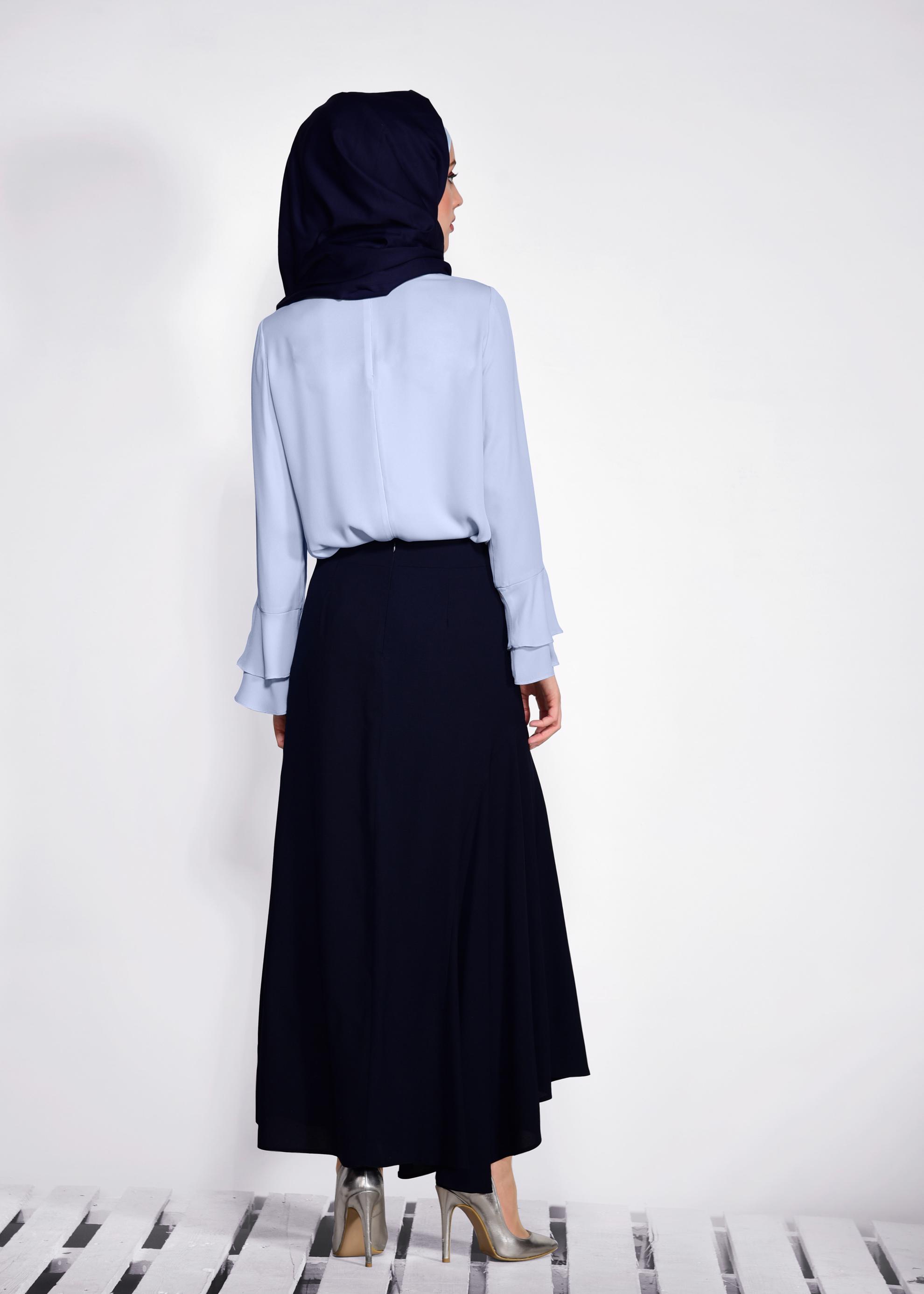 Tesettür giyim LACİVERT ASİMETRİK KESİM ETEK 6189