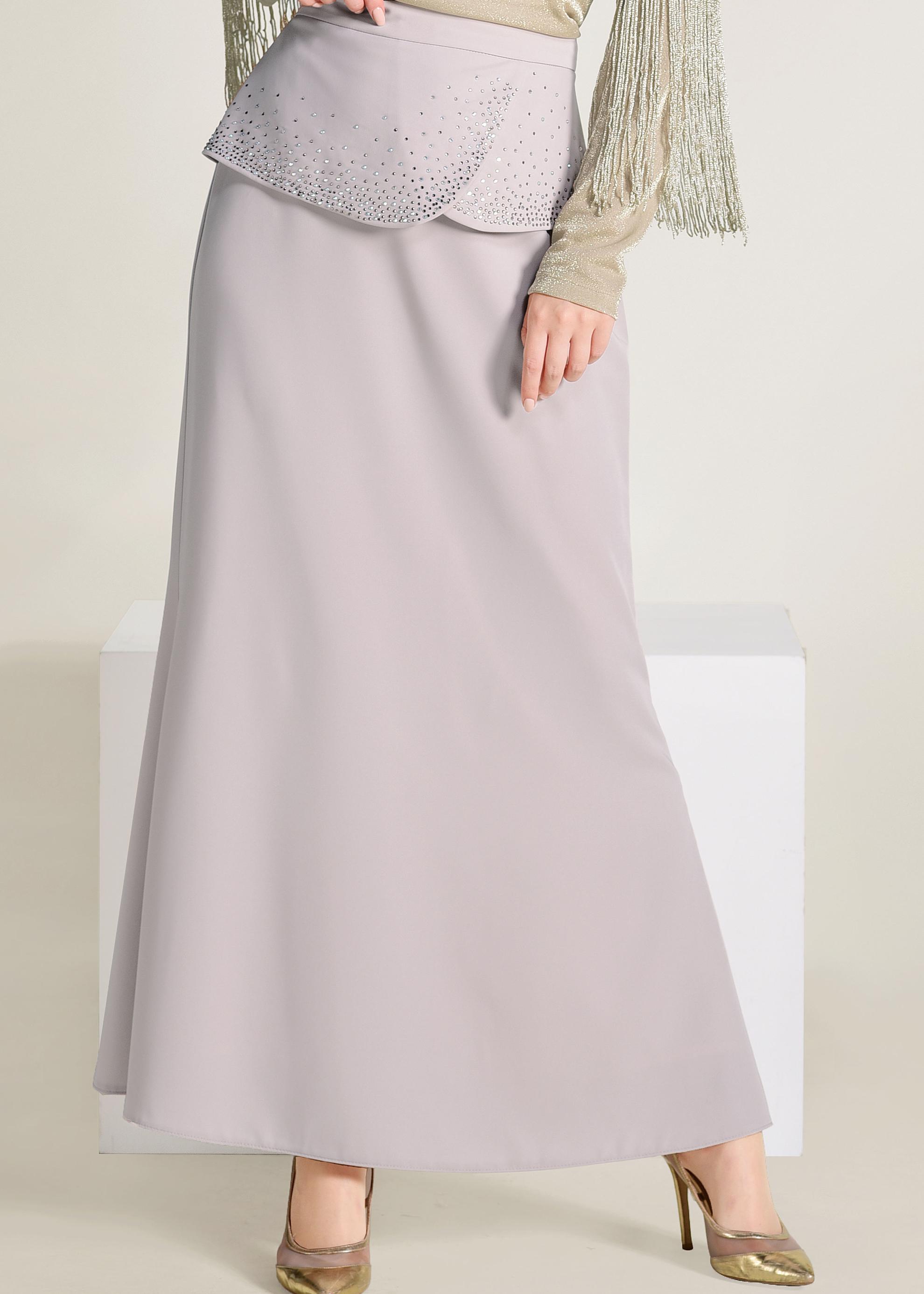 Tesettür giyim BEJ TAŞ DETAYLI BALIK ETEK 6204