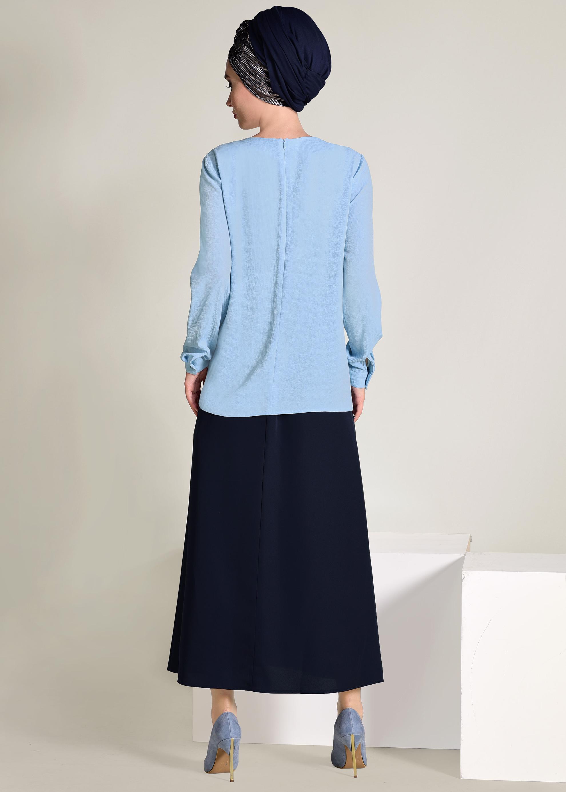 Tesettür giyim LACİVERT İNCİ DETAYLI A KESİM ETEK 6211