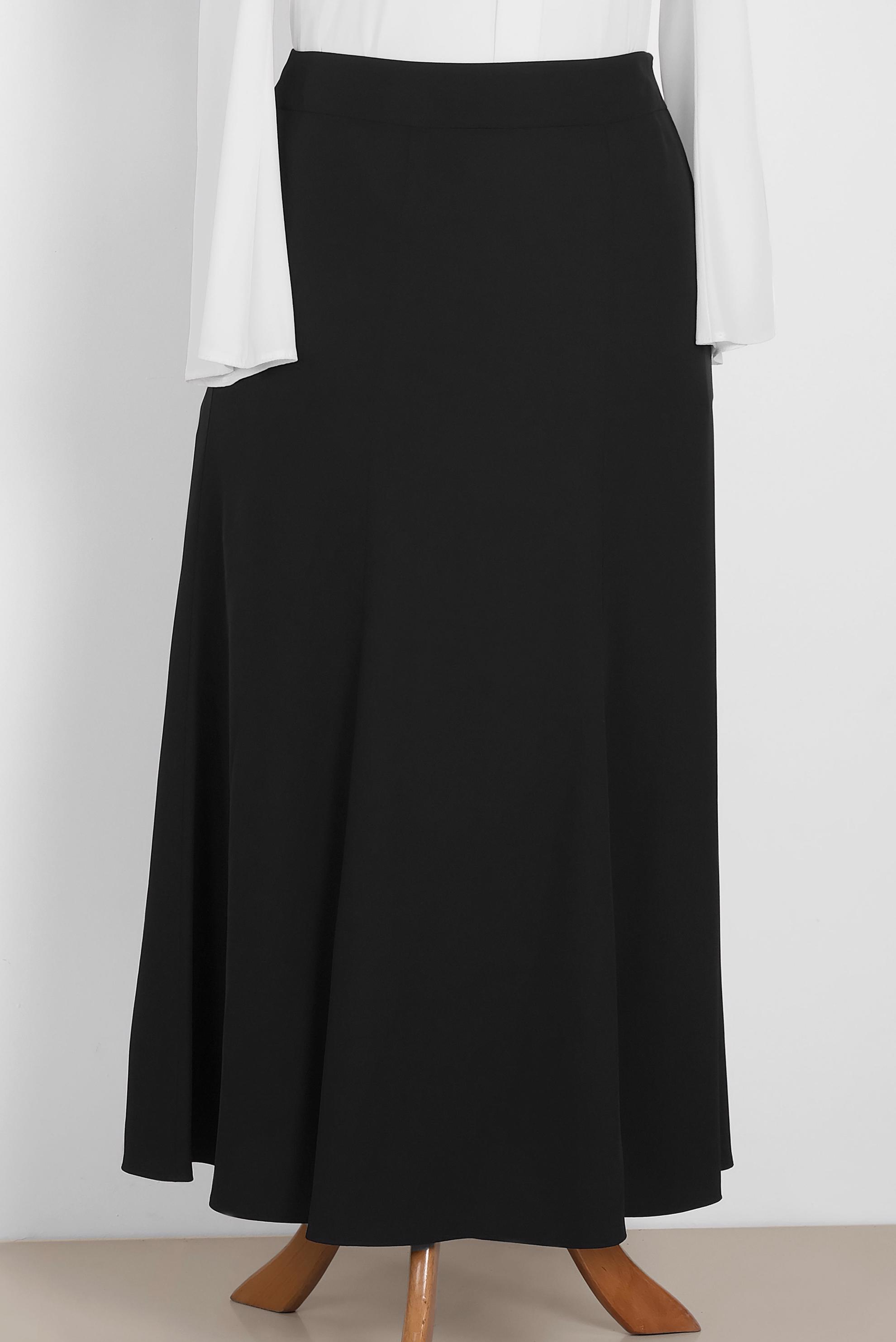 Tesettür giyim SİYAH YÜKSEK BEL FERMUARLI ETEK 6314