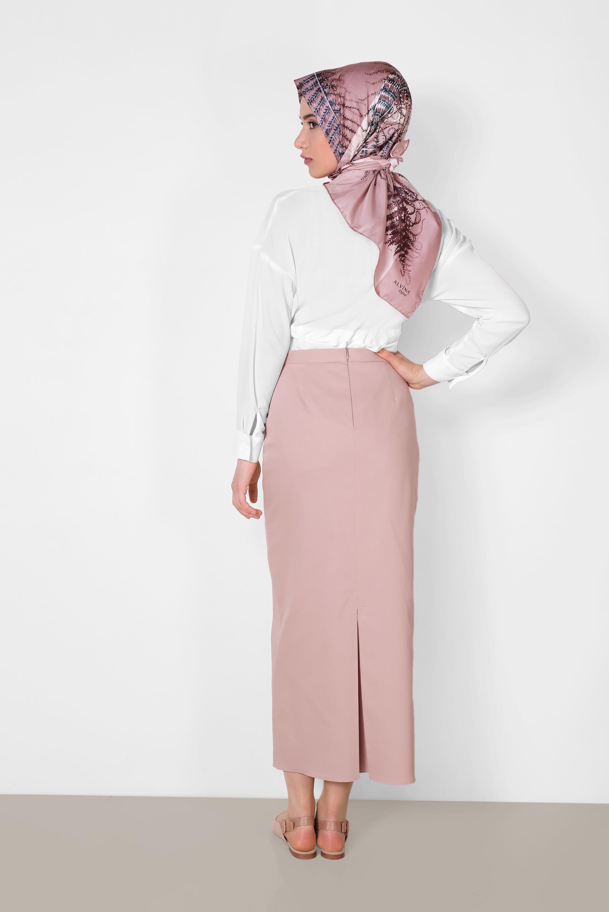 Tesettür giyim PUDRA A PİLE ETEK 6318