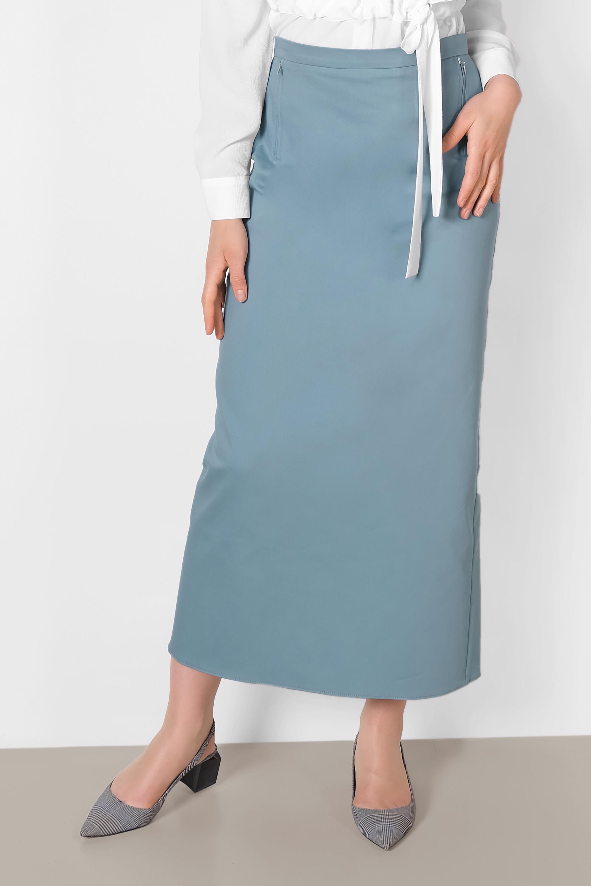 Tesettür giyim MAVİ A PİLE ETEK 6318