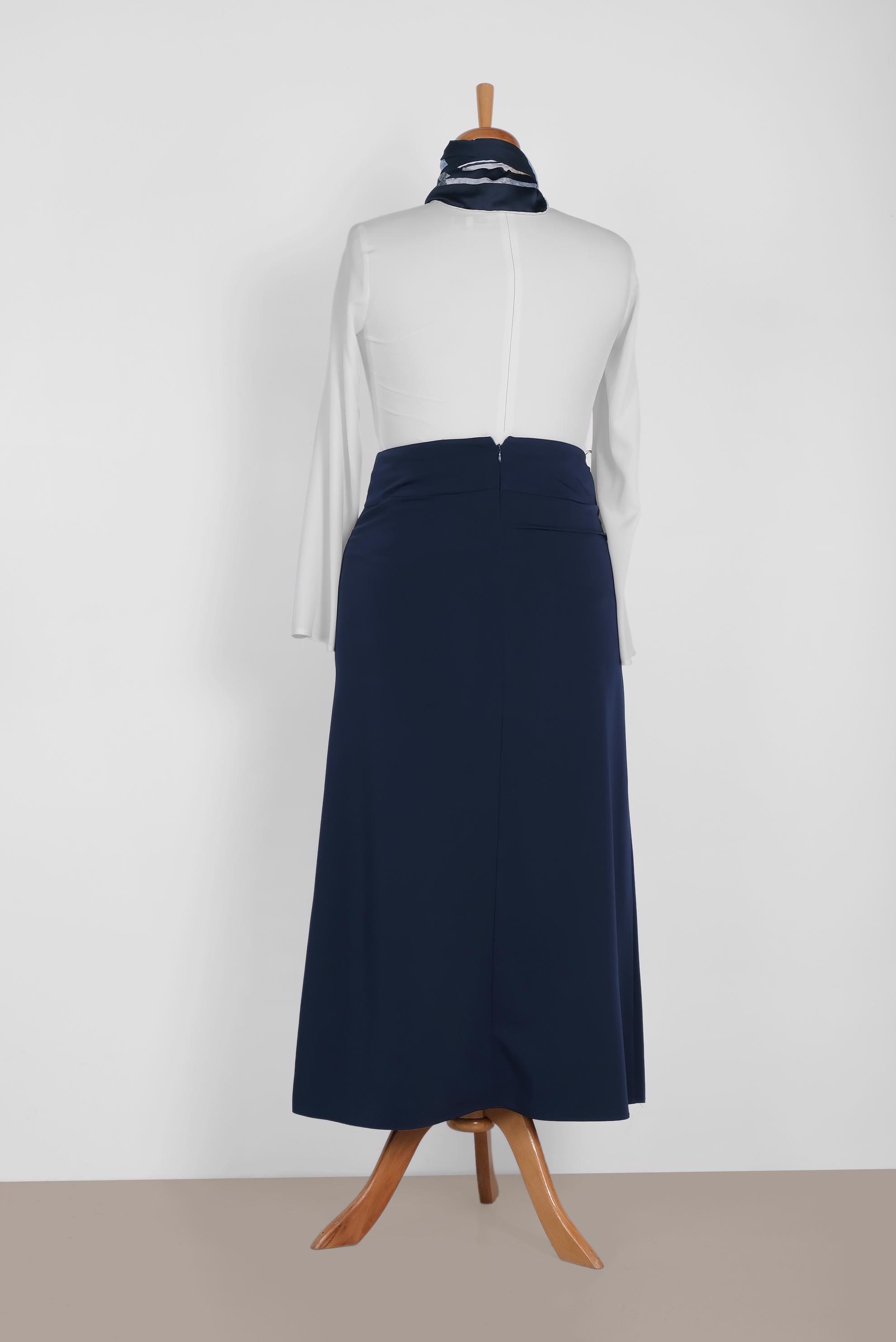 Hijab clothing NAVY BLUE High Waist Zipper Skirt 6320  