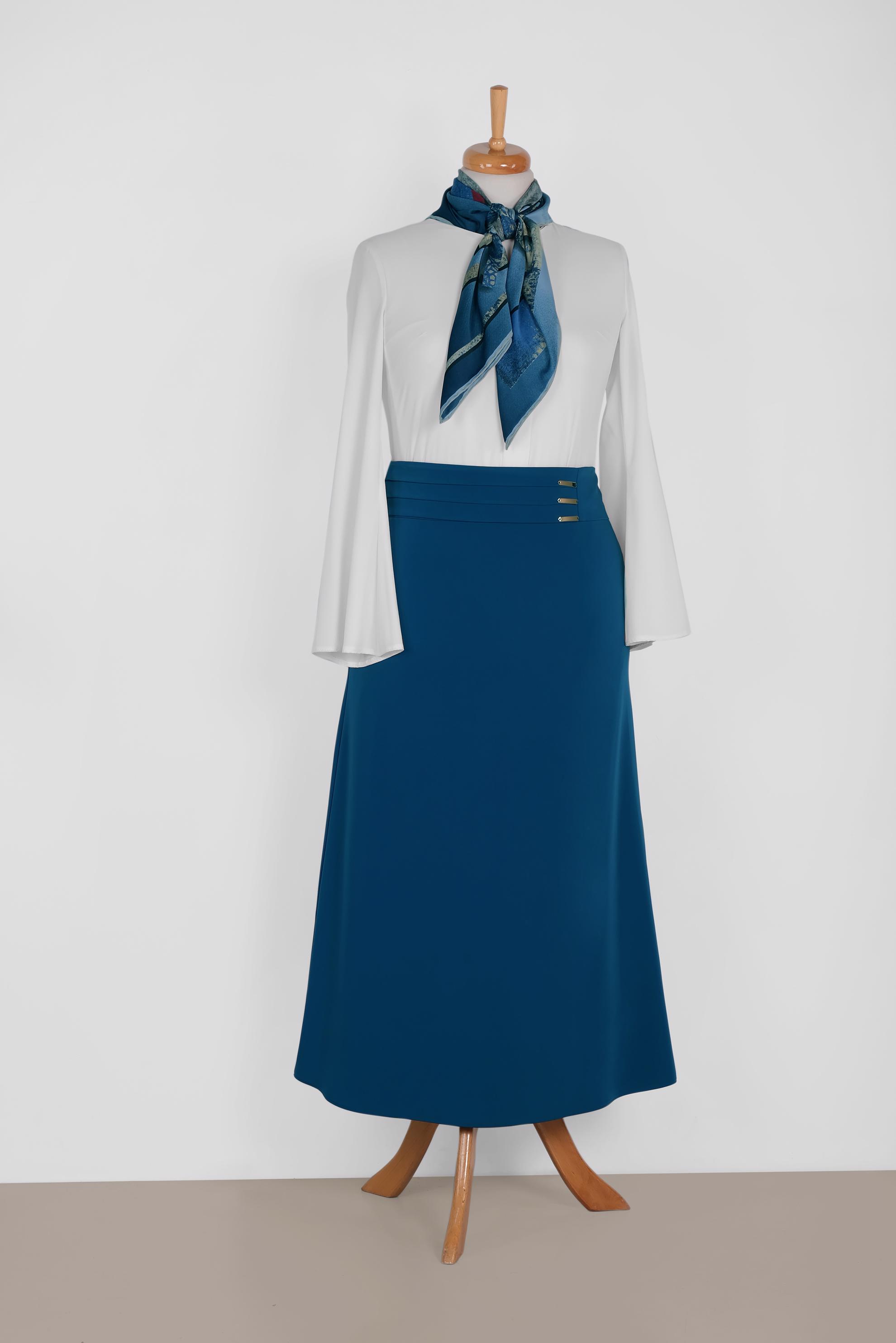 Hijab clothing NAVY BLUE High Waist Zipper Skirt 6320 