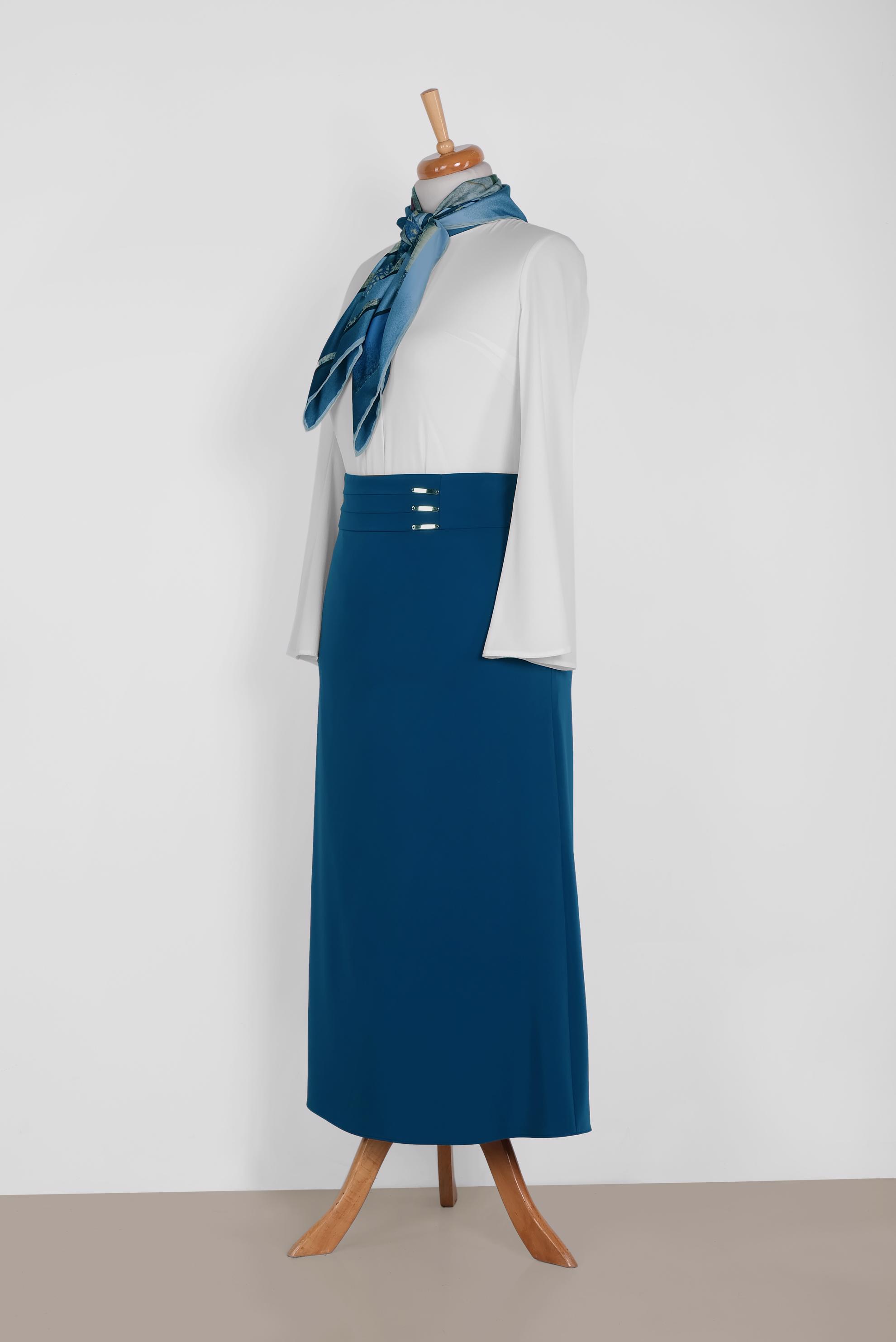 Hijab clothing NAVY BLUE High Waist Zipper Skirt 6320 