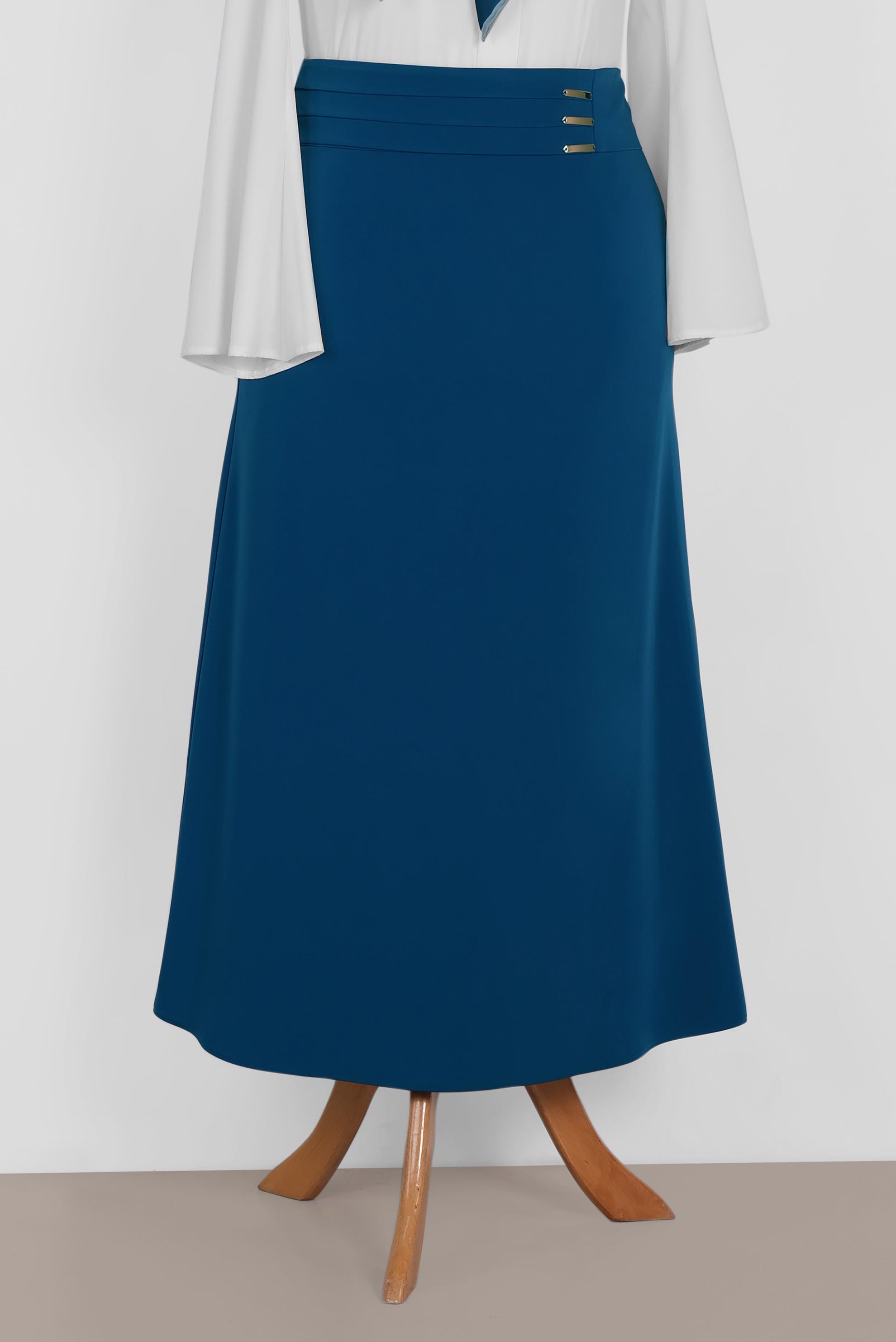 Hijab clothing NAVY BLUE High Waist Zipper Skirt 6320 