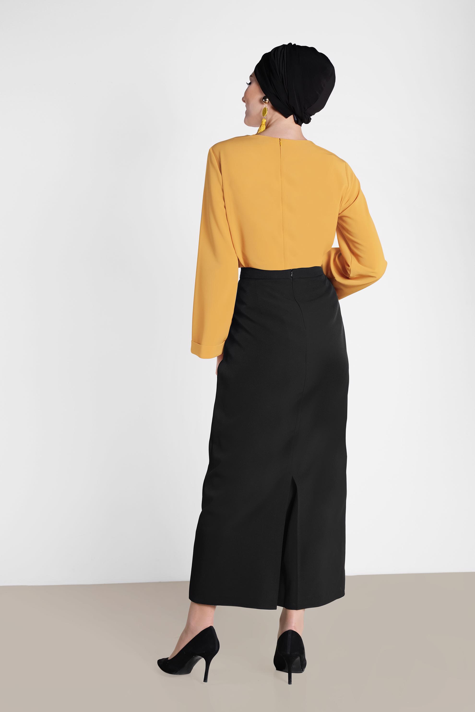 Tesettür giyim SİYAH YÜKSEK BEL KALEM ETEK 6321