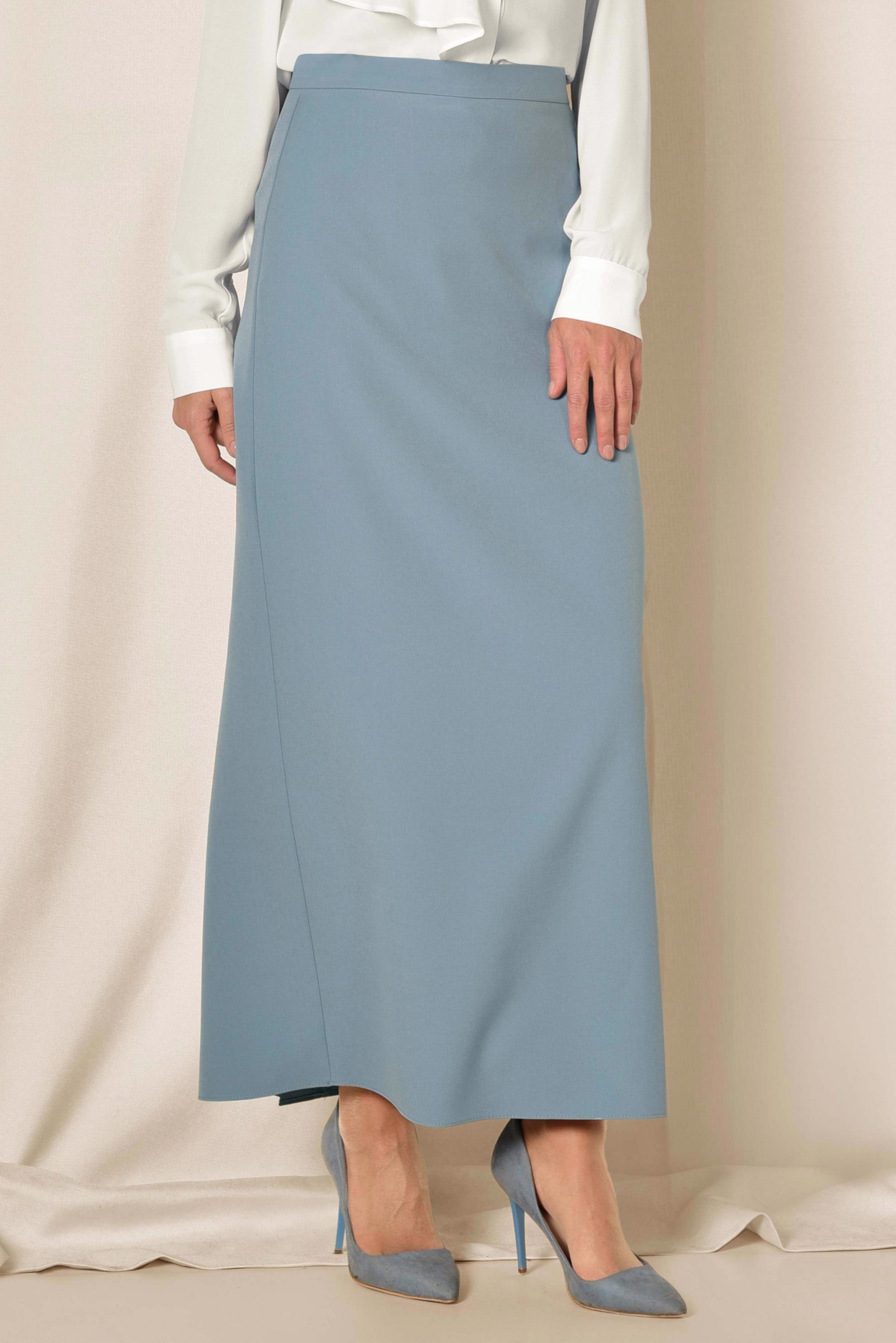 Tesettür giyim MAVİ YÜKSEK BEL KALEM ETEK 6321