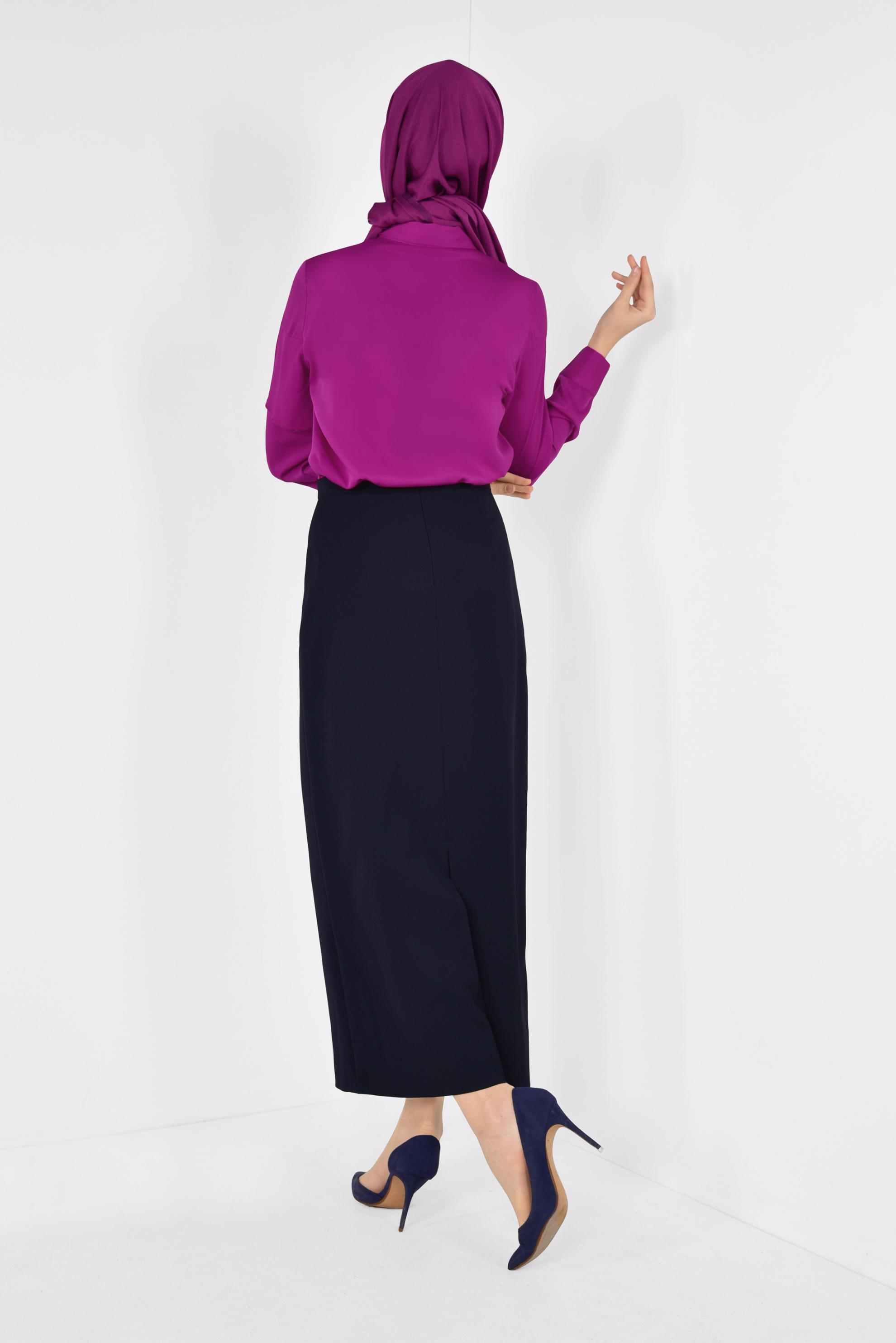 Tesettür giyim LACİVERT YÜKSEK BEL KALEM ETEK 6321