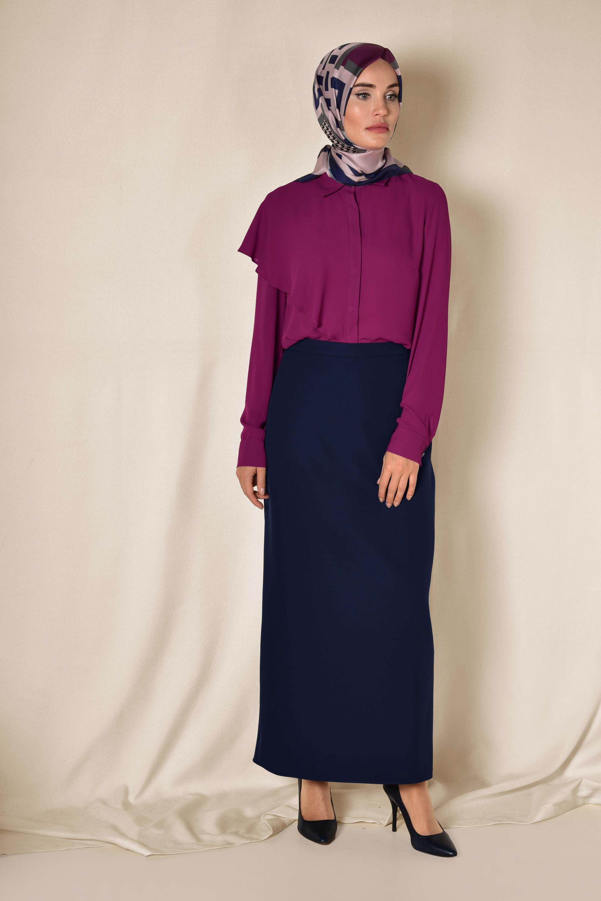 Tesettür giyim LACİVERT YÜKSEK BEL KALEM ETEK 6321