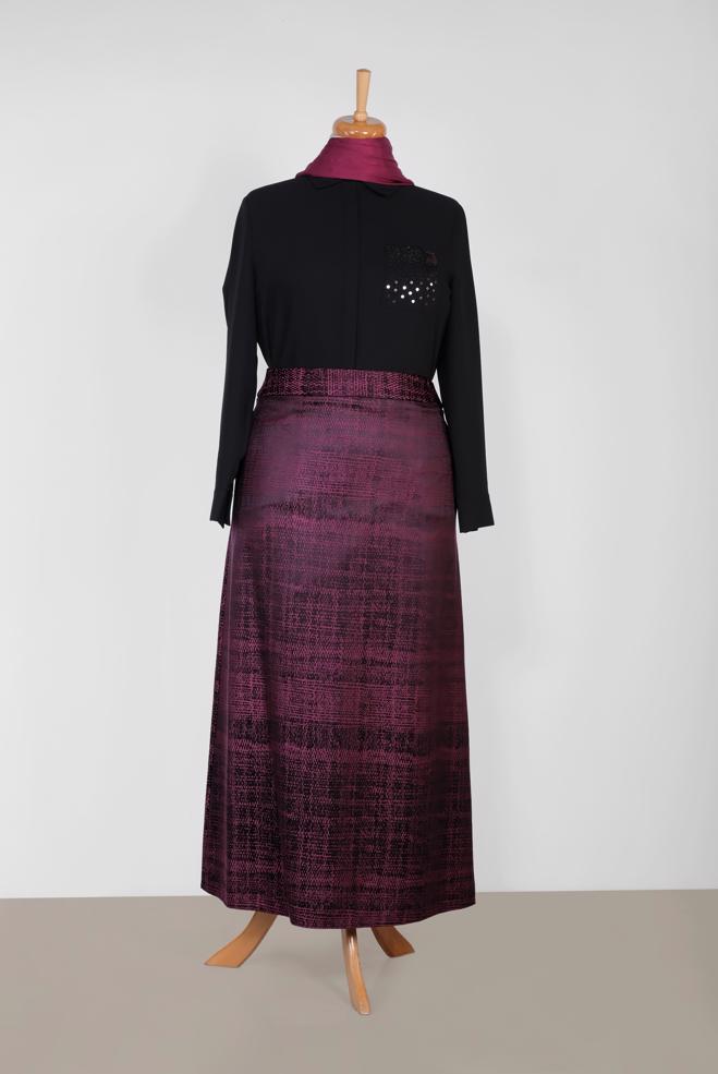 Tesettür giyim MÜRDÜM FERMUARLI DÜZ KESİM ETEK 6322 - ALVİNA