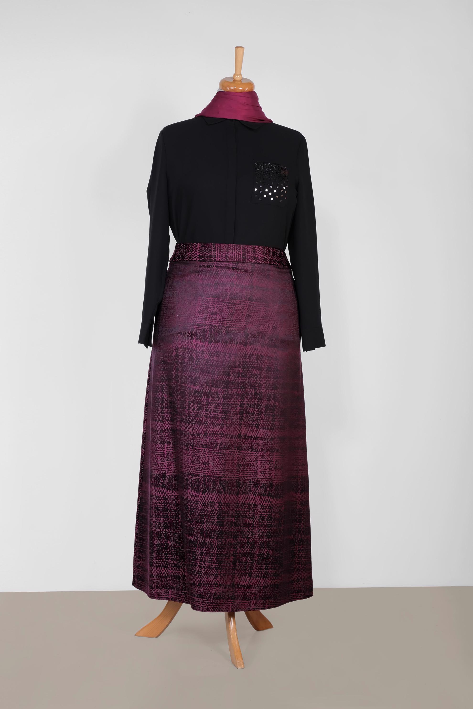 Tesettür giyim MÜRDÜM FERMUARLI DÜZ KESİM ETEK 6322