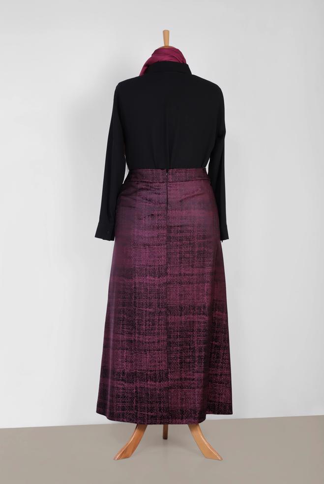 Tesettür giyim MÜRDÜM FERMUARLI DÜZ KESİM ETEK 6322 - ALVİNA