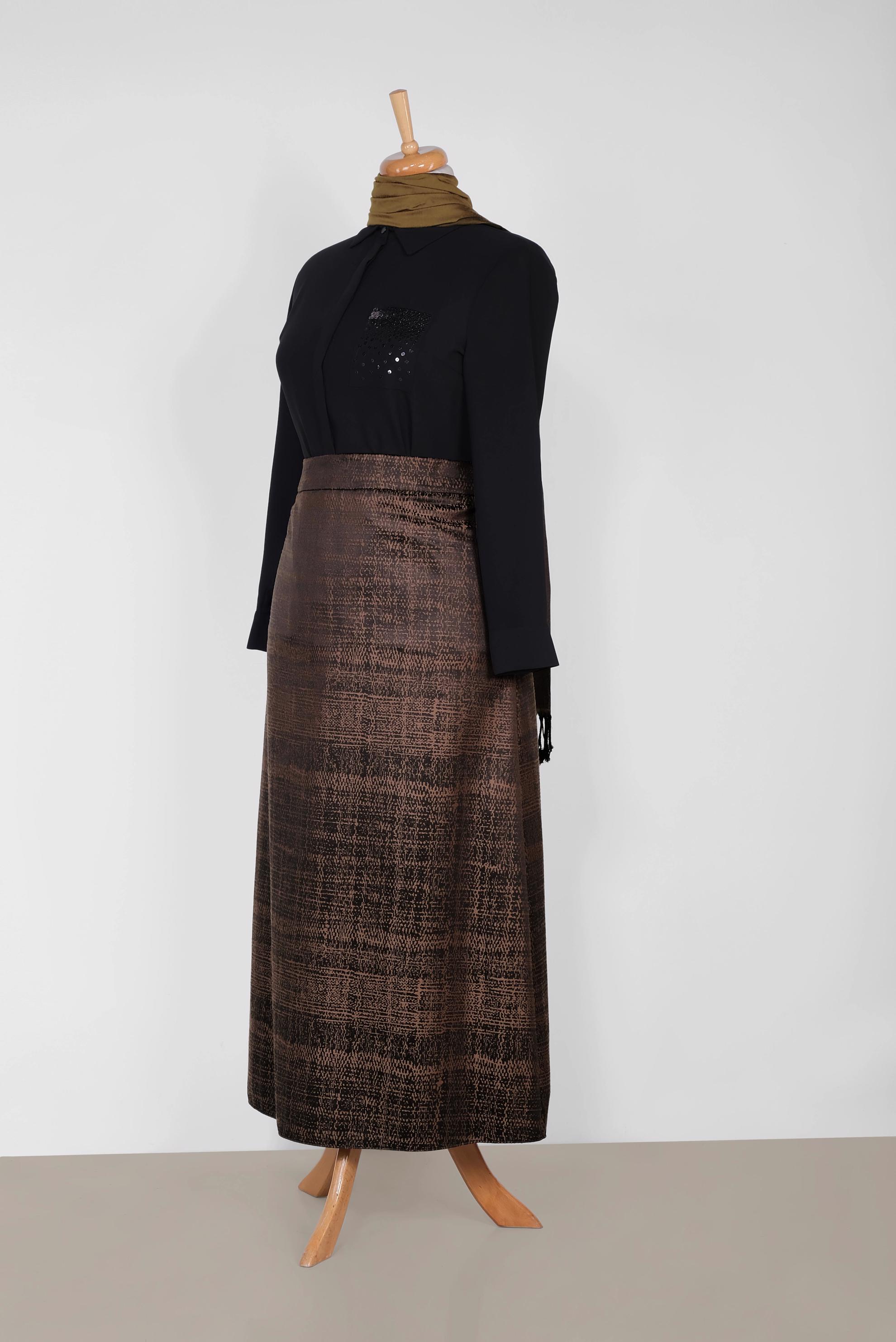 Hijab clothing BROWN Straight Zipper Skirt 6322 