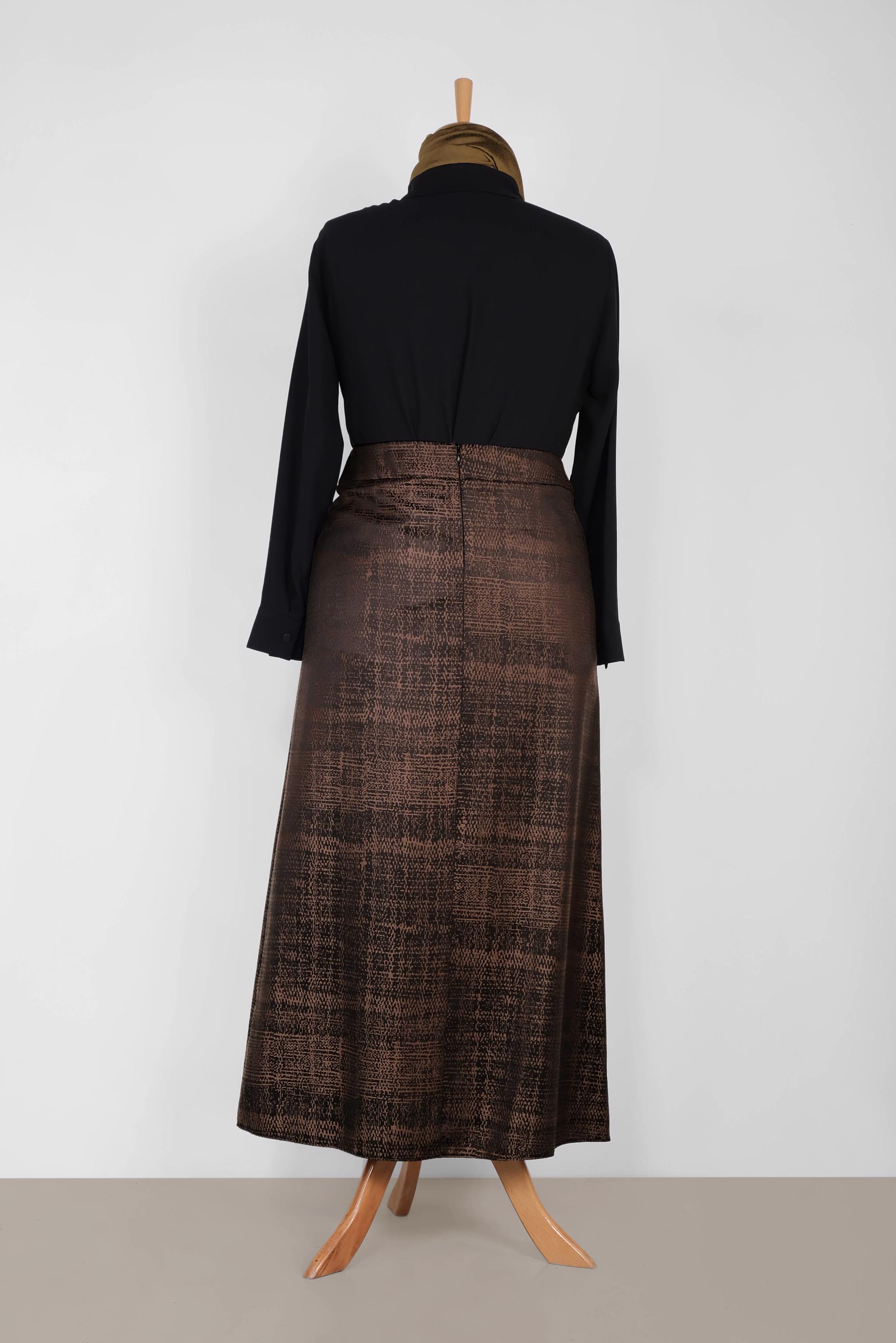 Hijab clothing BROWN Straight Zipper Skirt 6322 