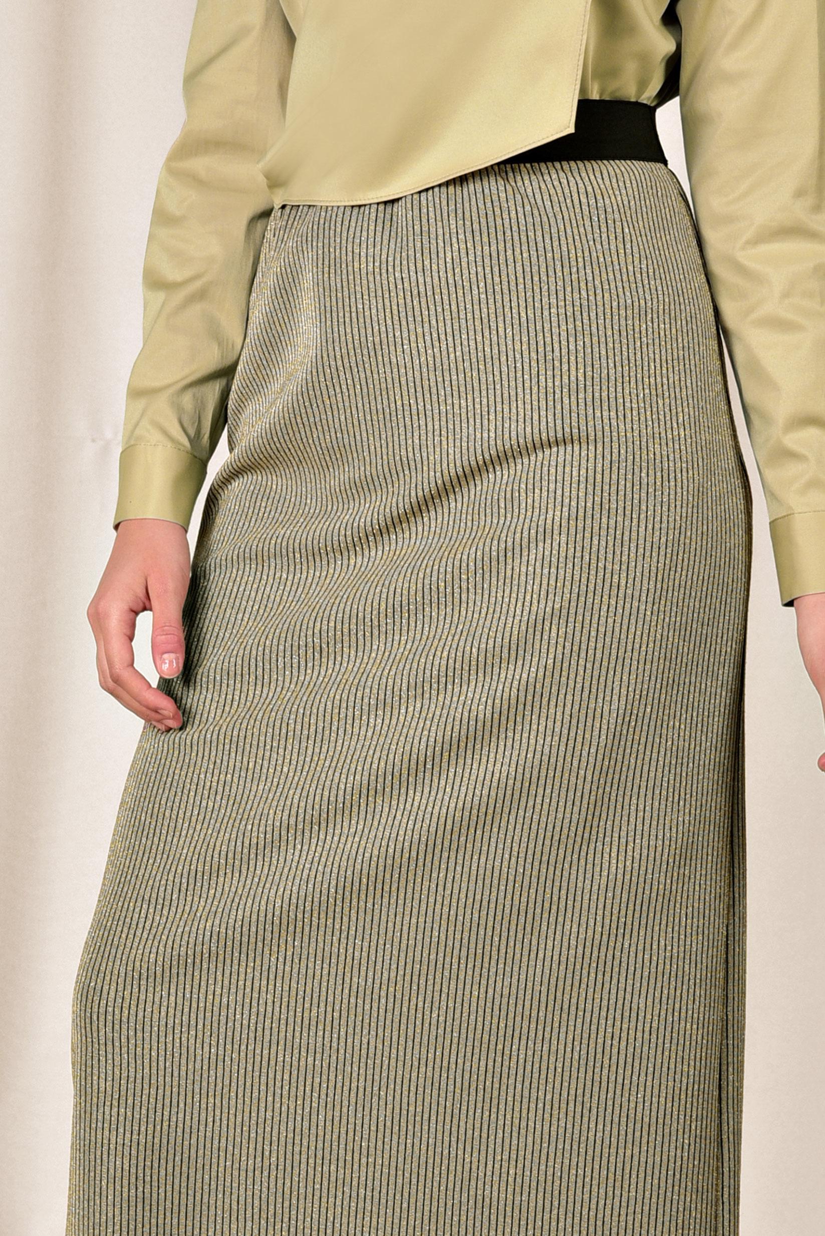 Tesettür giyim ALTIN BELİ LASTİKLİ FİTİLLİ SİMLİ ETEK 6324