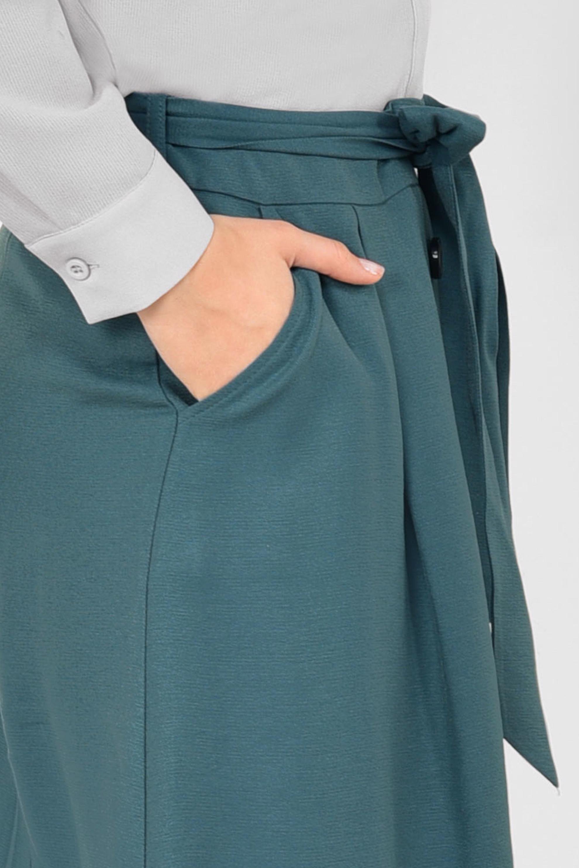 Tesettür giyim MAVİ ÖNDEN DÜĞMELİ KUŞAKLI ETEK 6328