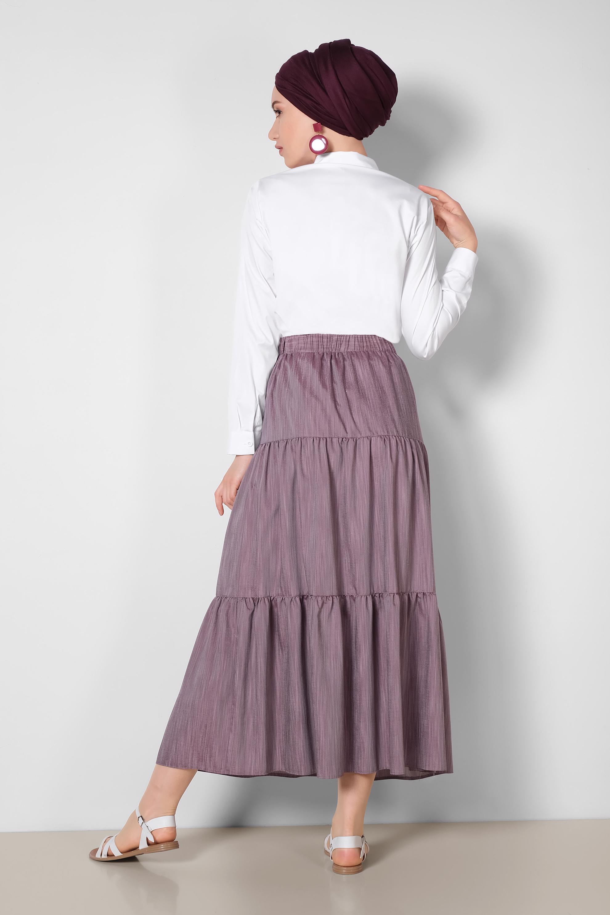 Tesettür giyim MÜRDÜM BELİ LASTİKLİ ETEK 6330