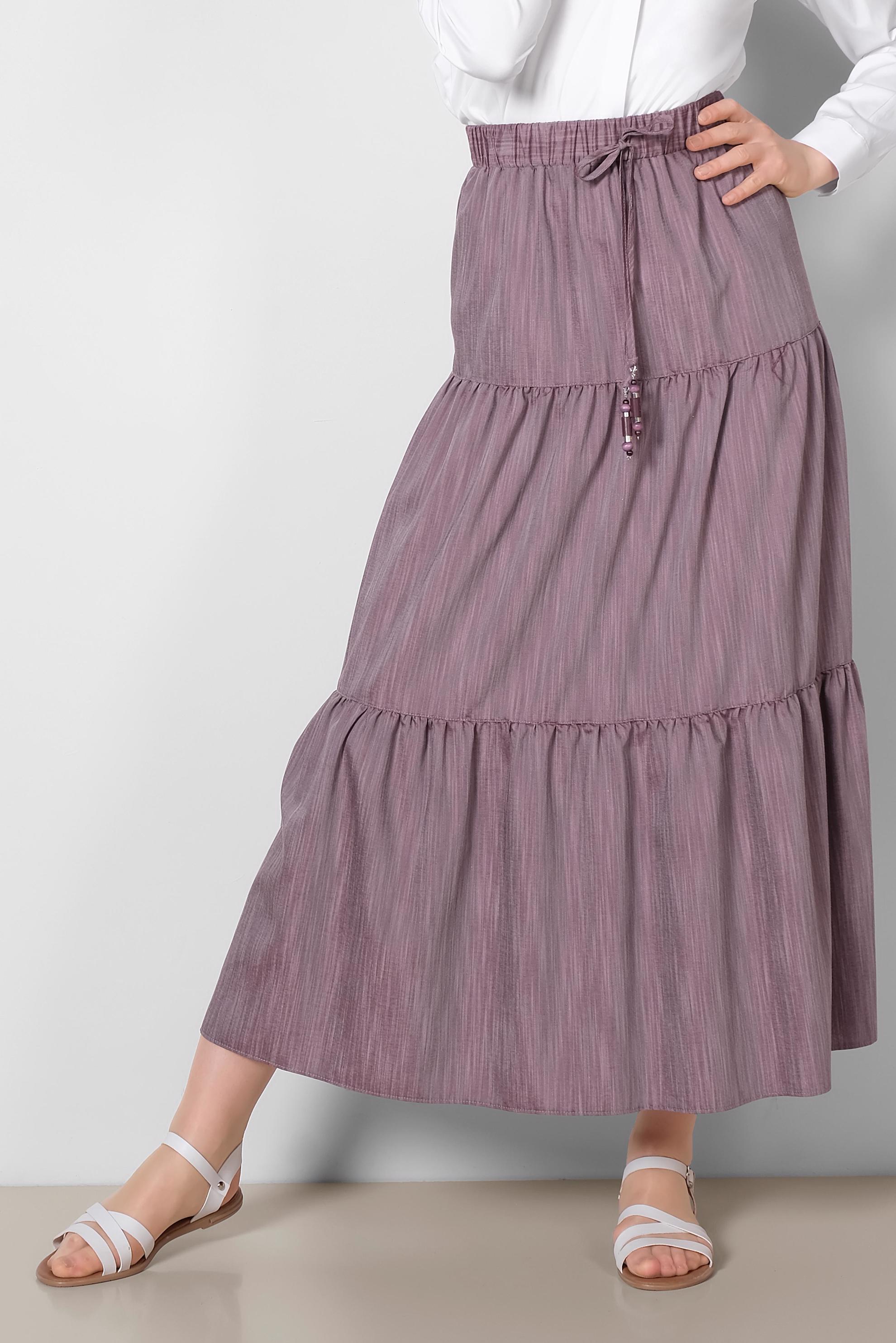 Tesettür giyim MÜRDÜM BELİ LASTİKLİ ETEK 6330