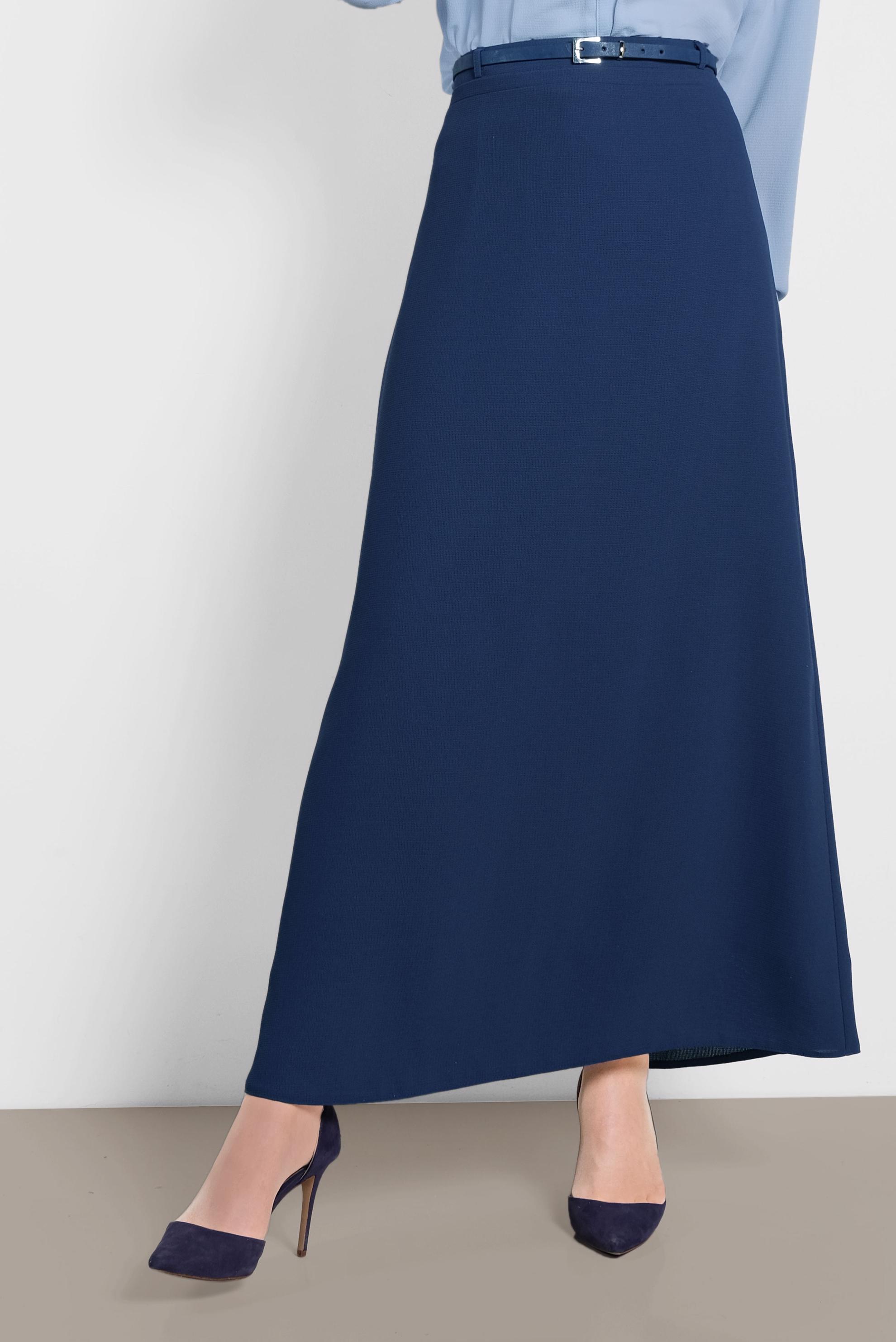 Tesettür giyim LACİVERT BELİ KEMERLİ A KESİMLİ ETEK 6339