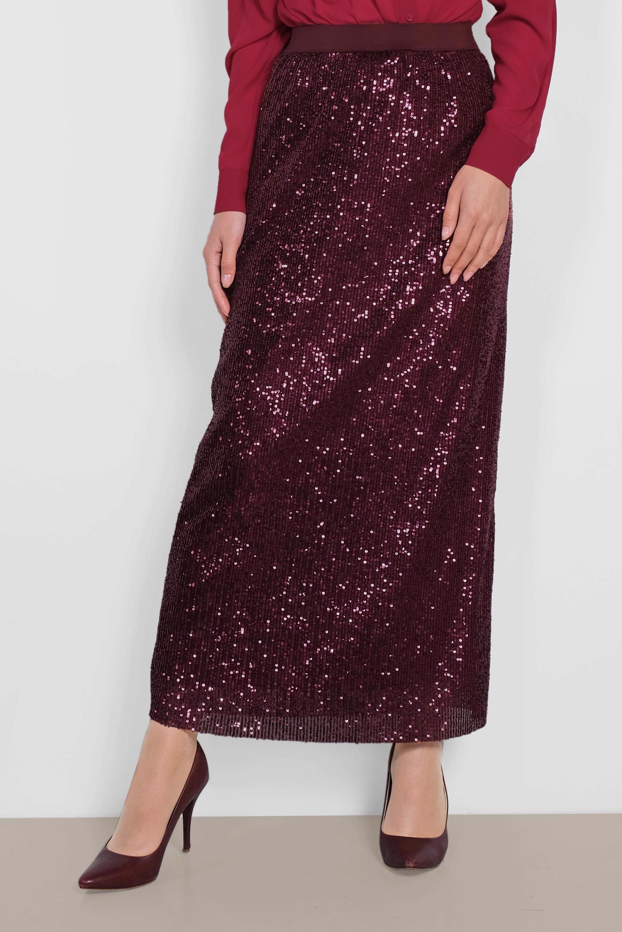 Tesettür giyim BORDO PUL PAYET ETEK 6343