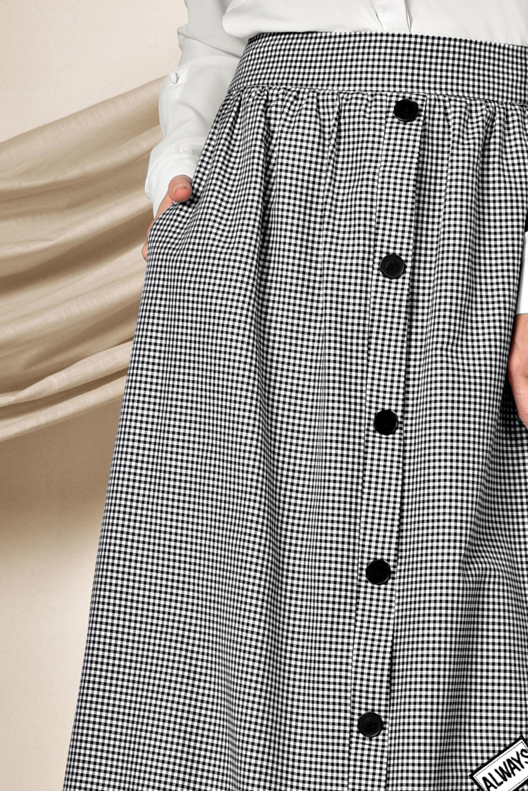 Tesettür giyim SİYAH DÜĞME DETAYLI PÖTİKARE ETEK 6356 