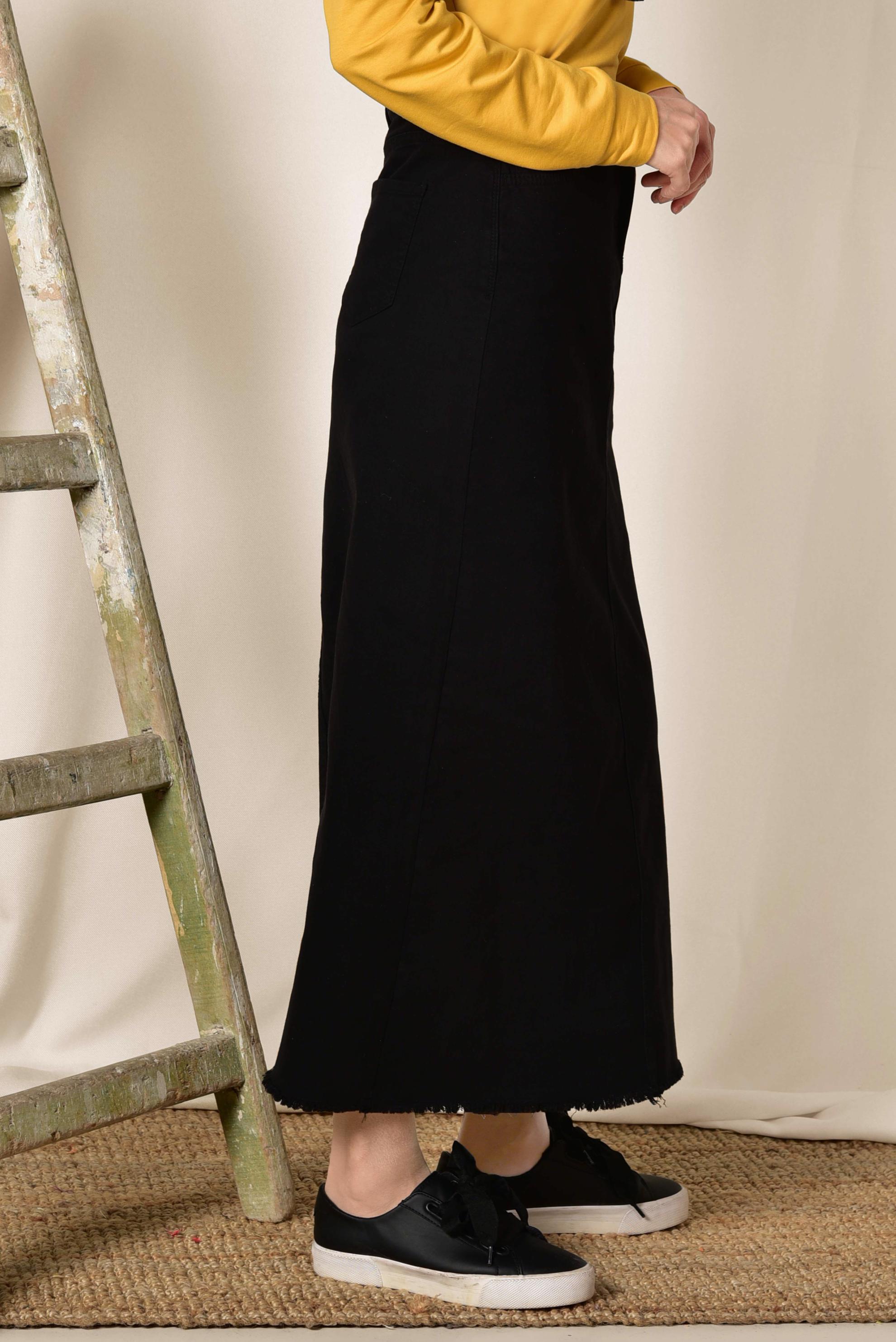 Tesettür giyim SİYAH UZUN DENİM ETEK 6359 